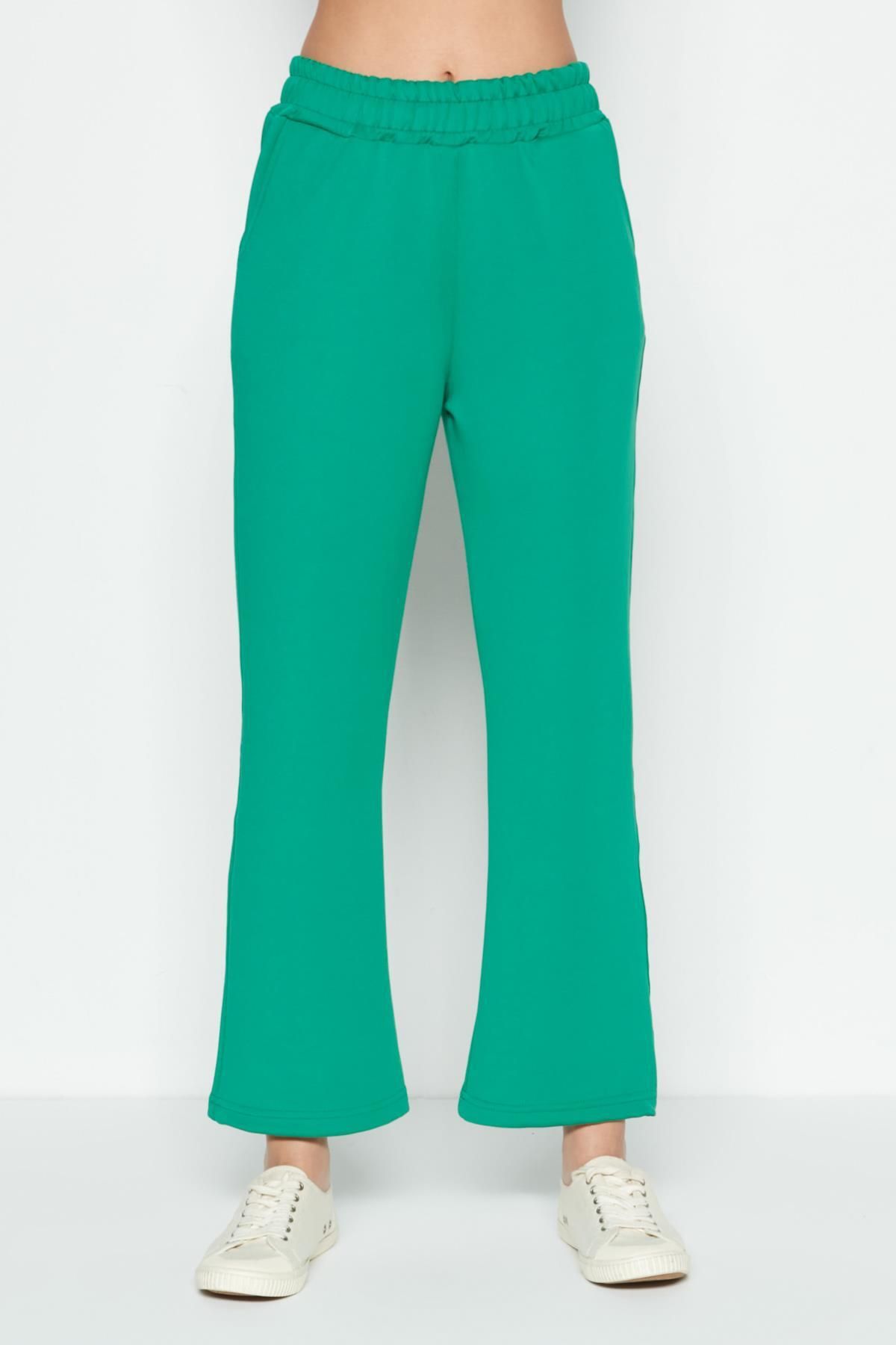 C&City-Green Wide Leg Flared Leg Sweatpants - 804 3