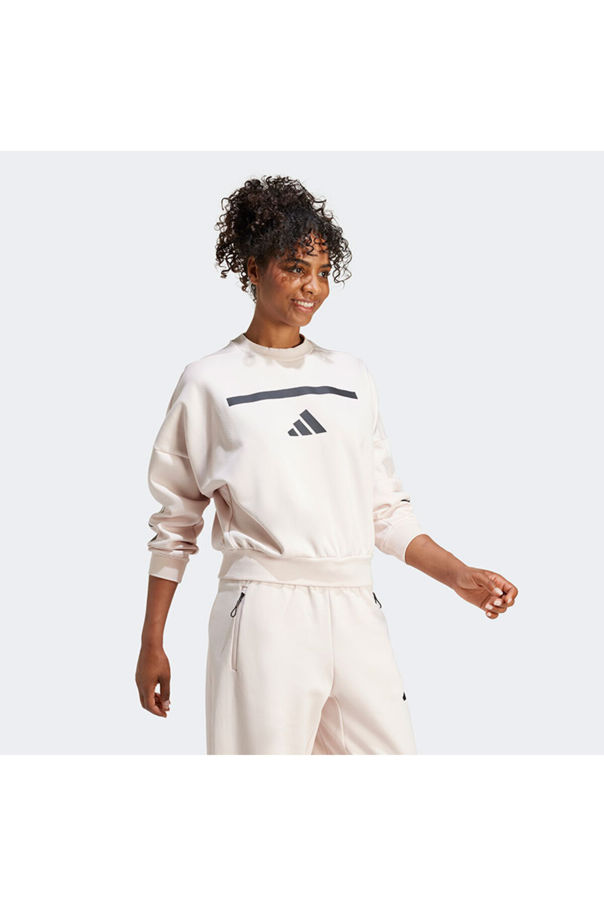 adidas W Z.N.E. SWT Kadın Bej Sweatshirt JF4783 görsel 2