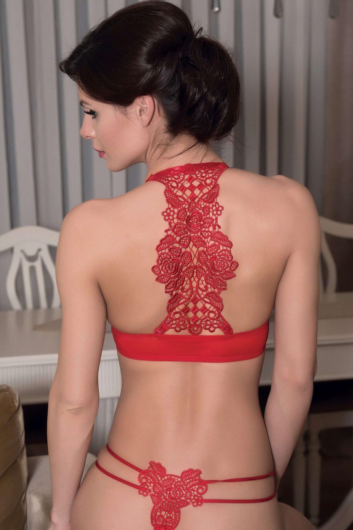 Aria's Closet Balenli Destekli Dolgulu Askıları Çıkabilen Önden Açılan Sırt Dekolte Sütyen Ve String