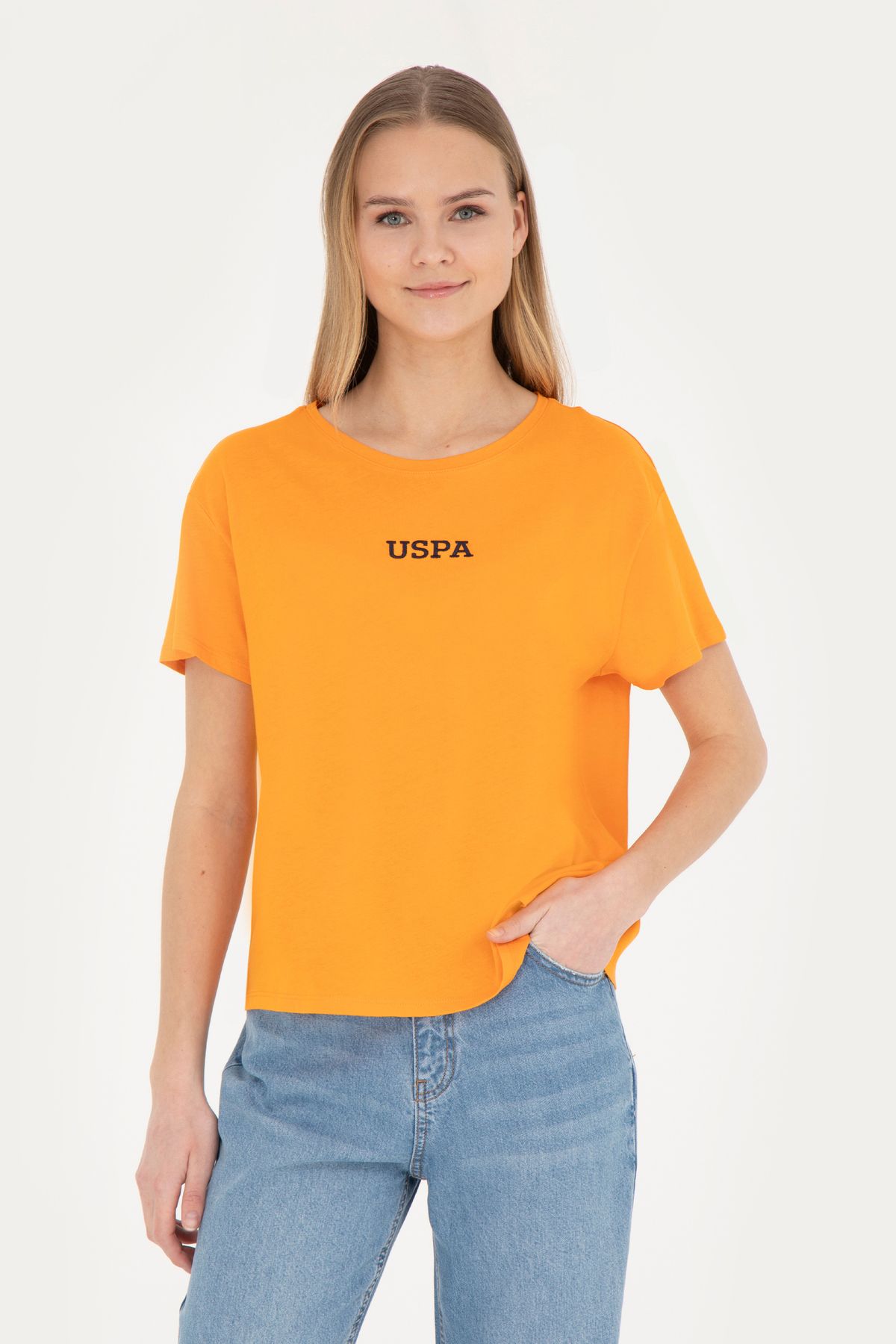 U.S. Polo Assn.-Tricou portocaliu pentru damă 50285886 -VR051 3