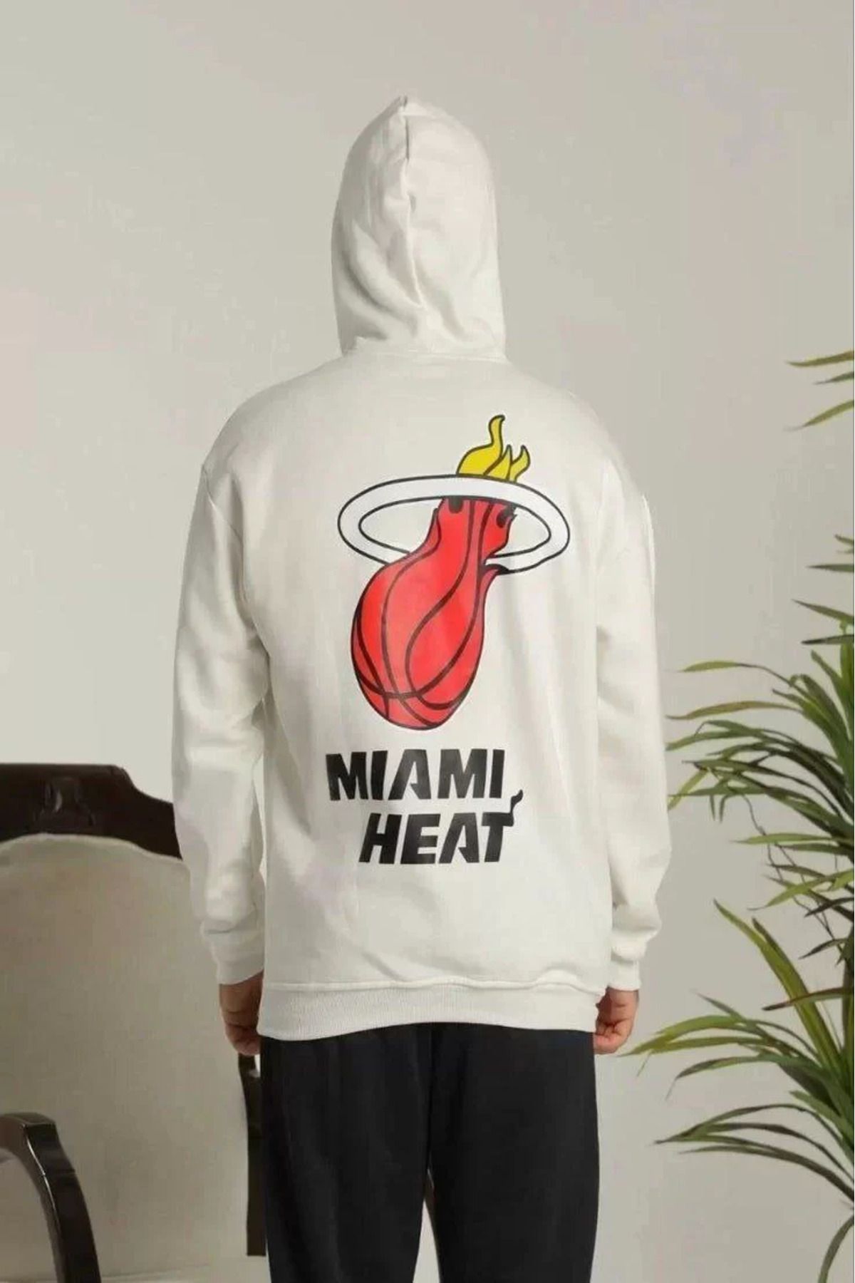 SA Alişveriş Dünyam Unisex Kapşonlu Baskılı Sweetshirt - Beyaz