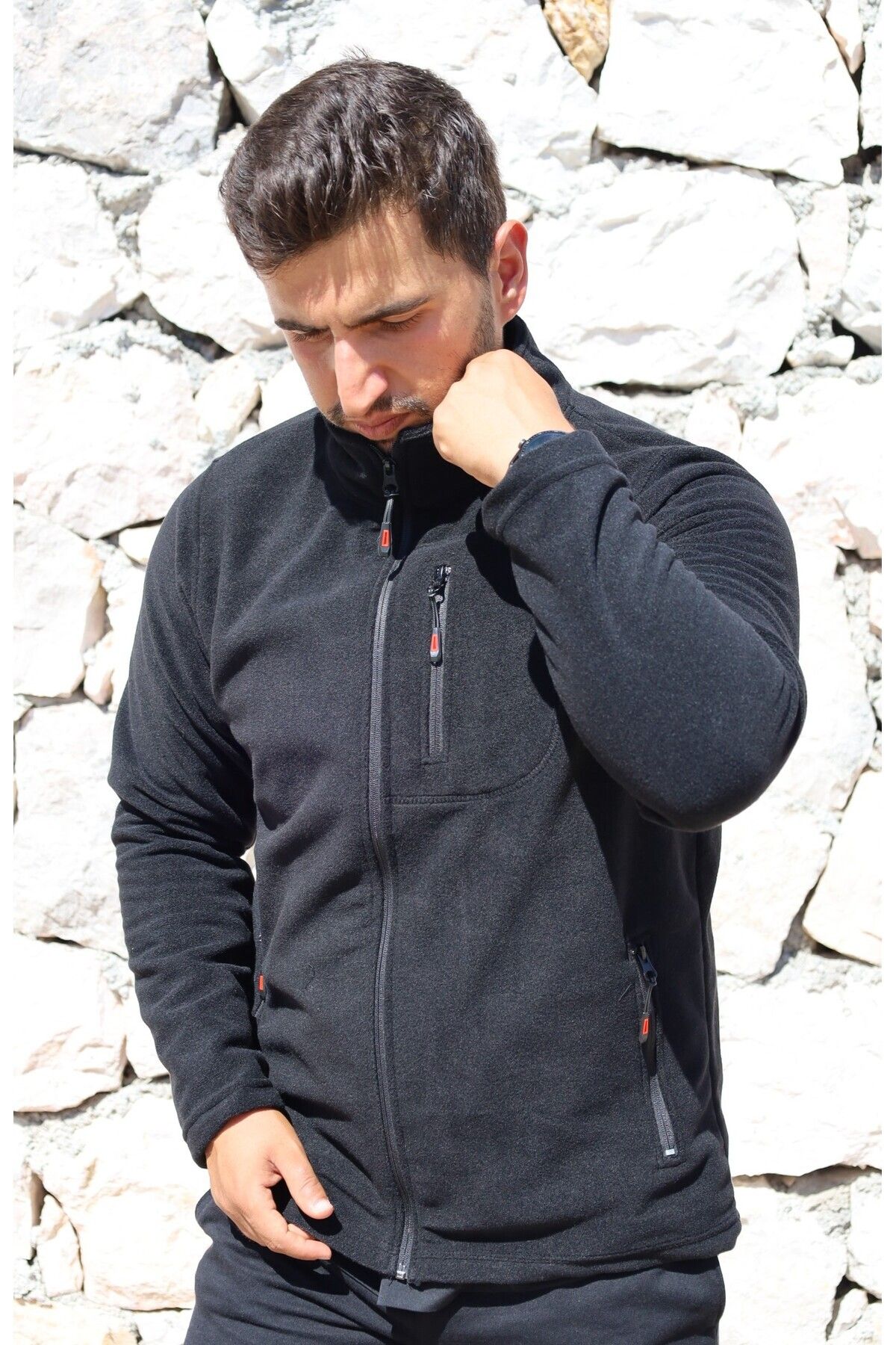 BEG COLLECTİON-Men's Fleece Full Zipper 3 Pocket Outdoor Fleece Jacket 3