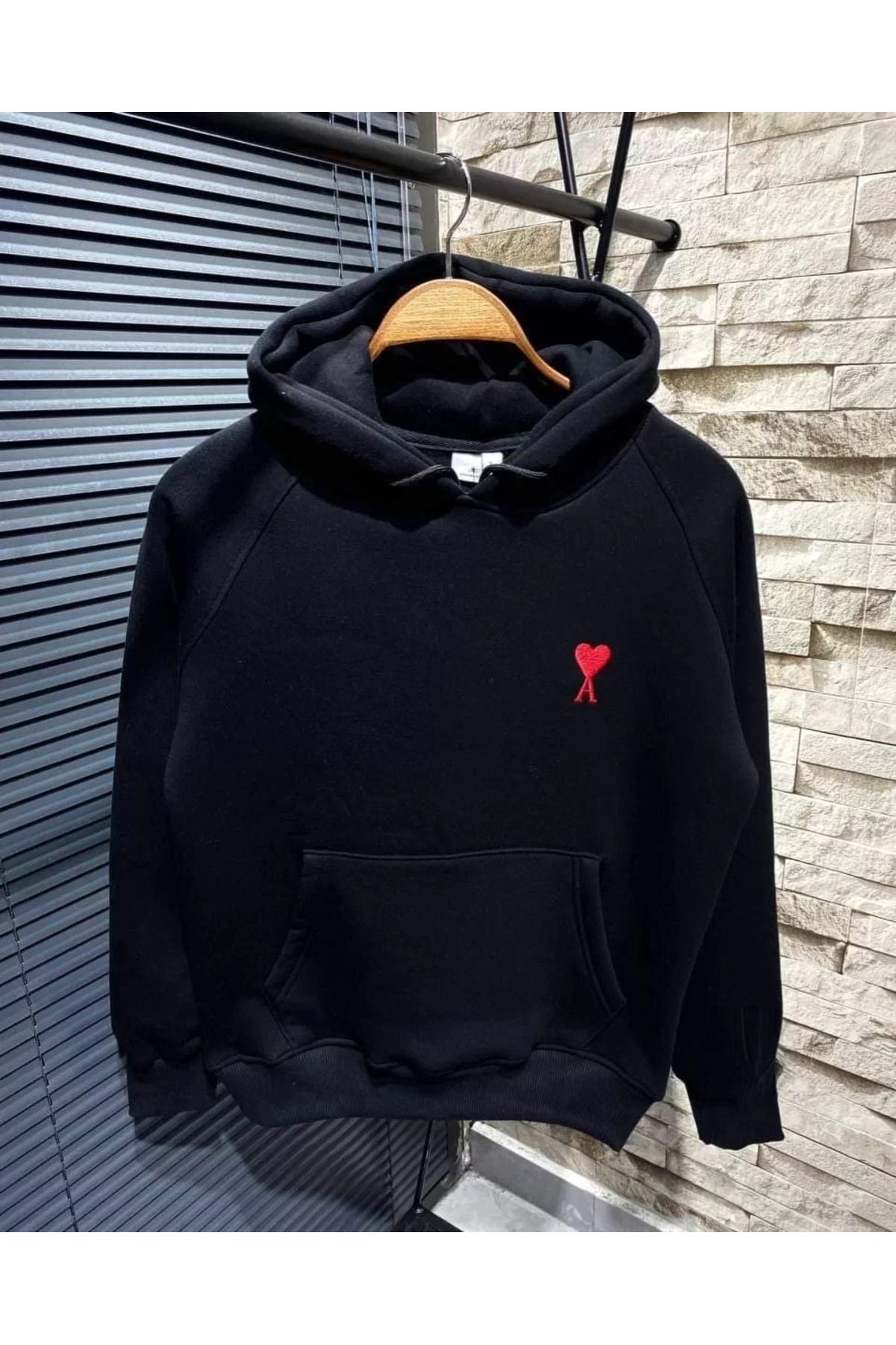 SA Alişveriş Dünyam Unisex Kapşonlu Baskılı Sweetshirt - Siyah