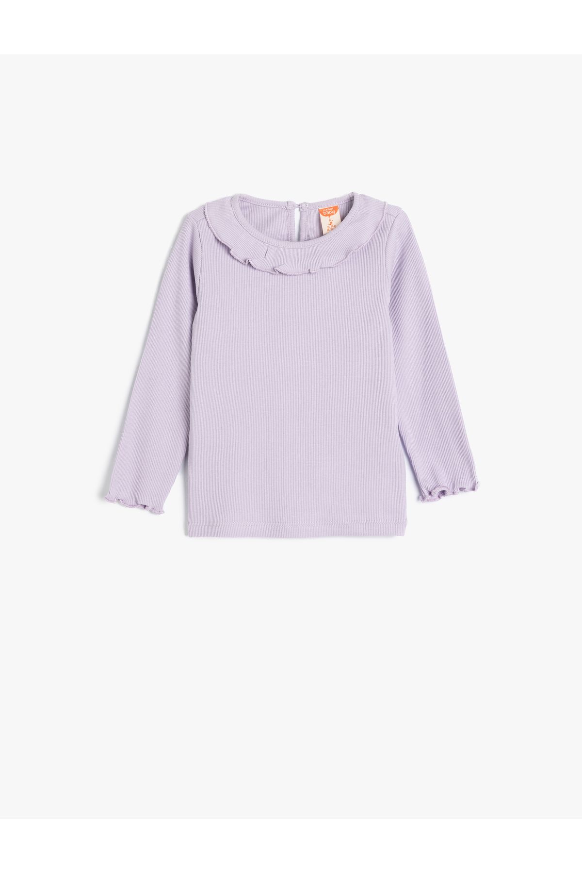 Koton-Frilly Crew Neck Long Sleeve Cotton T-Shirt 1