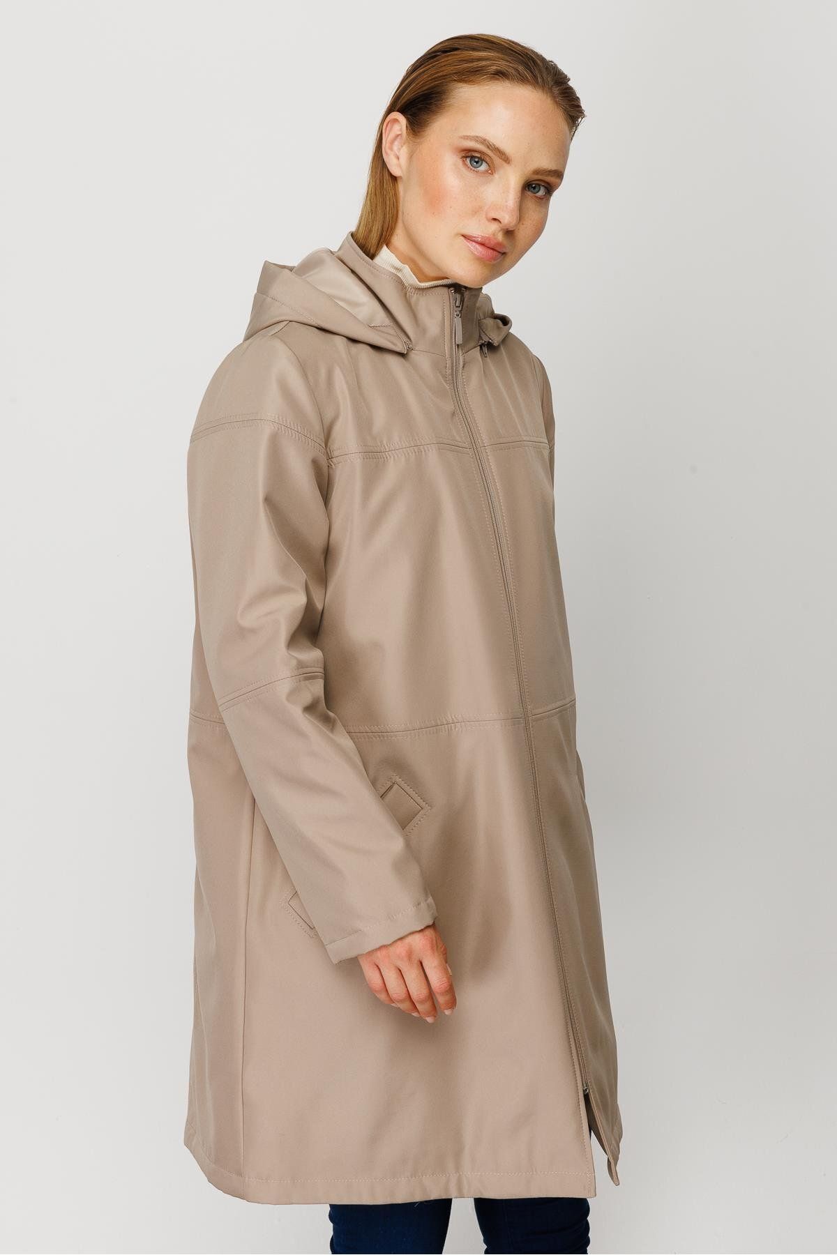 Micca-Interlayer Sewing Detailed Timeless Quilted Filled Coat-Stone 3