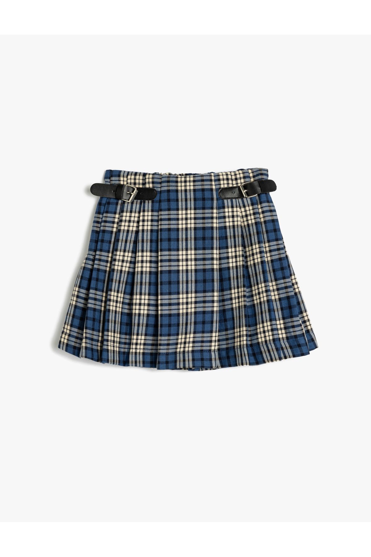 Koton-Viscose Mixed - Belted Shorts Skirt, Pleated Design 1