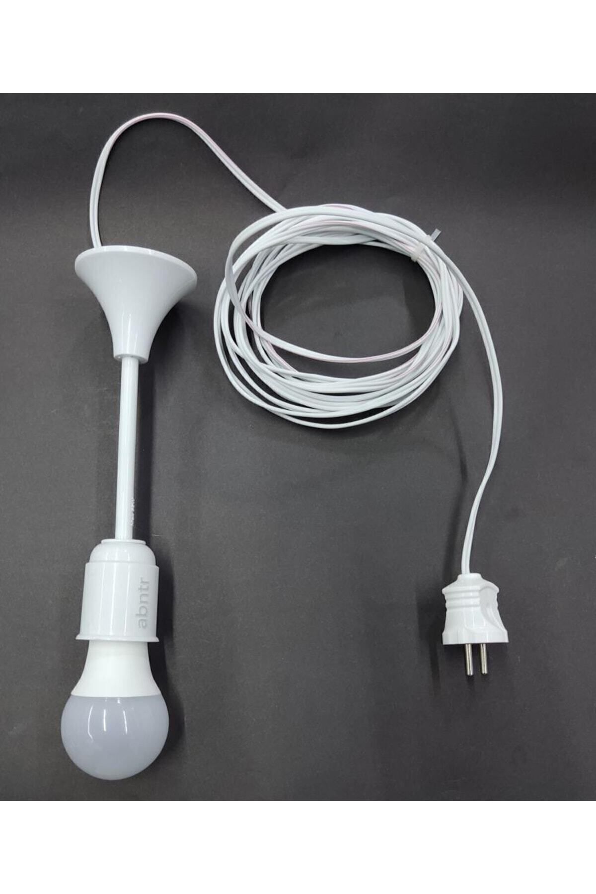 İstoç Türk 9w Led Ampül Dahil 5 Metre Fişli Duylu Seyyar Lamba 2x0.75 Ttr Kablolu Uzatma Kablolu Tak Çalıştır