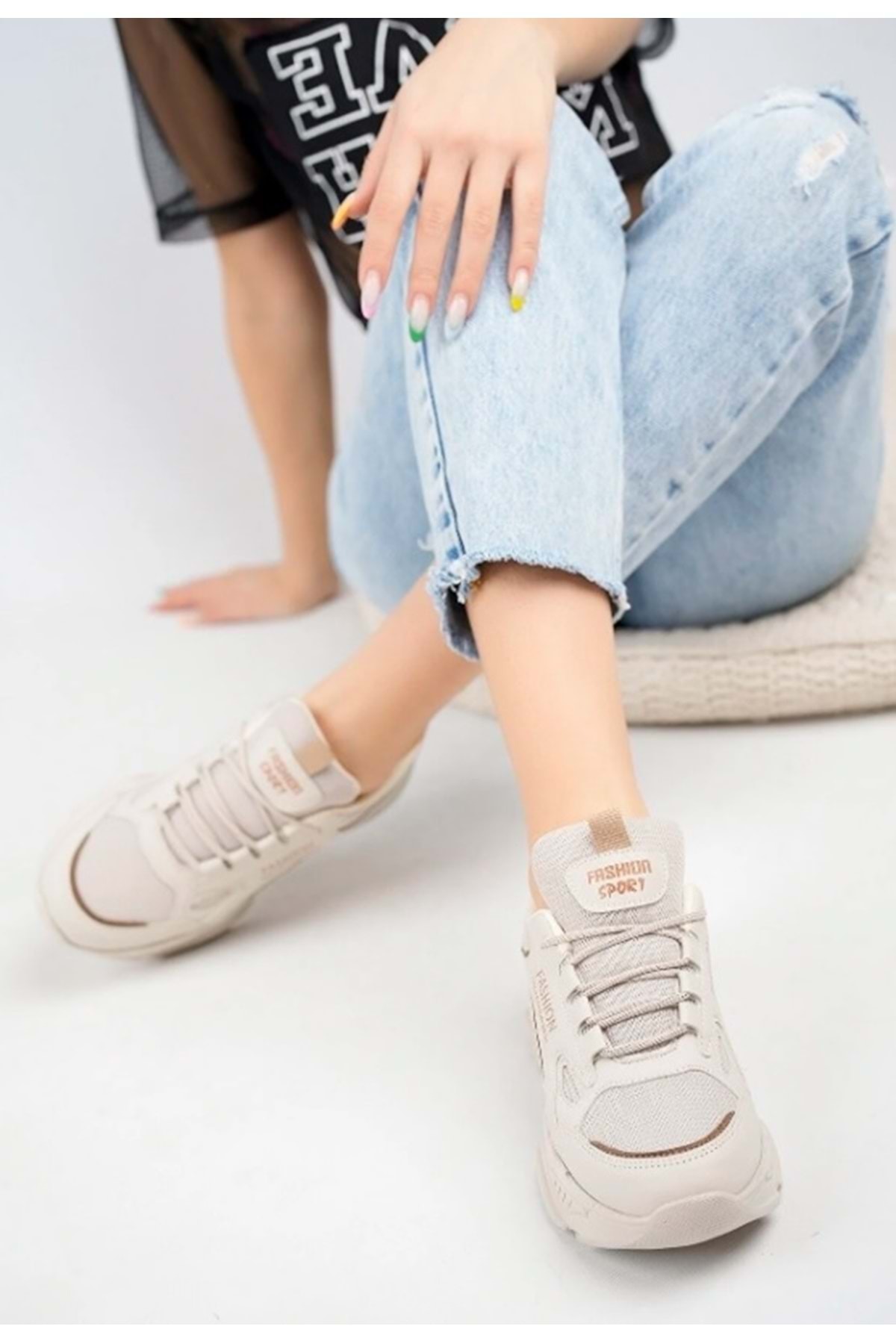 Lambırlent 9671 Sneaker Unisex Spor Ayakkabı BEJ — بژ VSK-AST05403 — تصویر 3 از 3