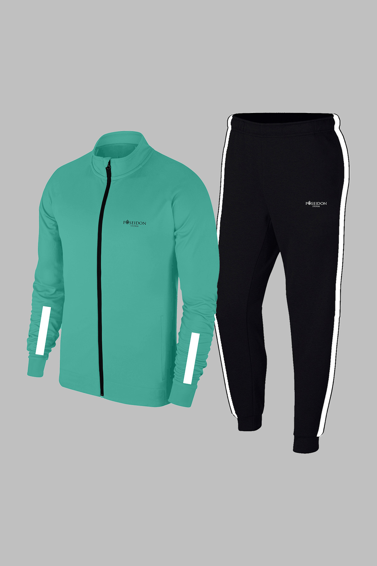 پوزایدون استورم ست لباس ورزشی راحت و کامل مردانه سایز بزرگ سری جدید سایز بزرگ، رنگ سبز روشن، جنس کتان، جیب زیپ‌دار، سایز سوپرا، سایز ۴-۱۰