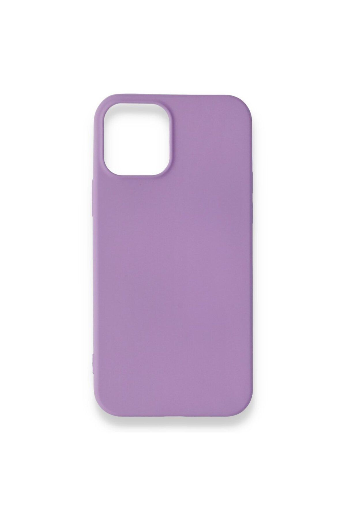 cepmoda iPhone 12 Pro Uyumlu İnce Esnek Soft Rubber Telefon Kılıfı - LİLA