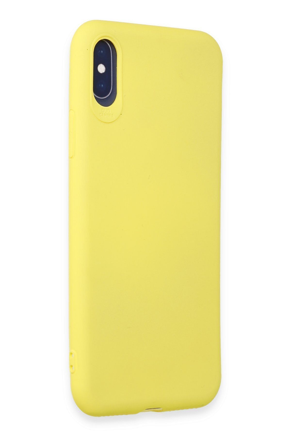 cepmoda iPhone XS Uyumlu İnce Esnek Soft Rubber Telefon Kılıfı - SARI