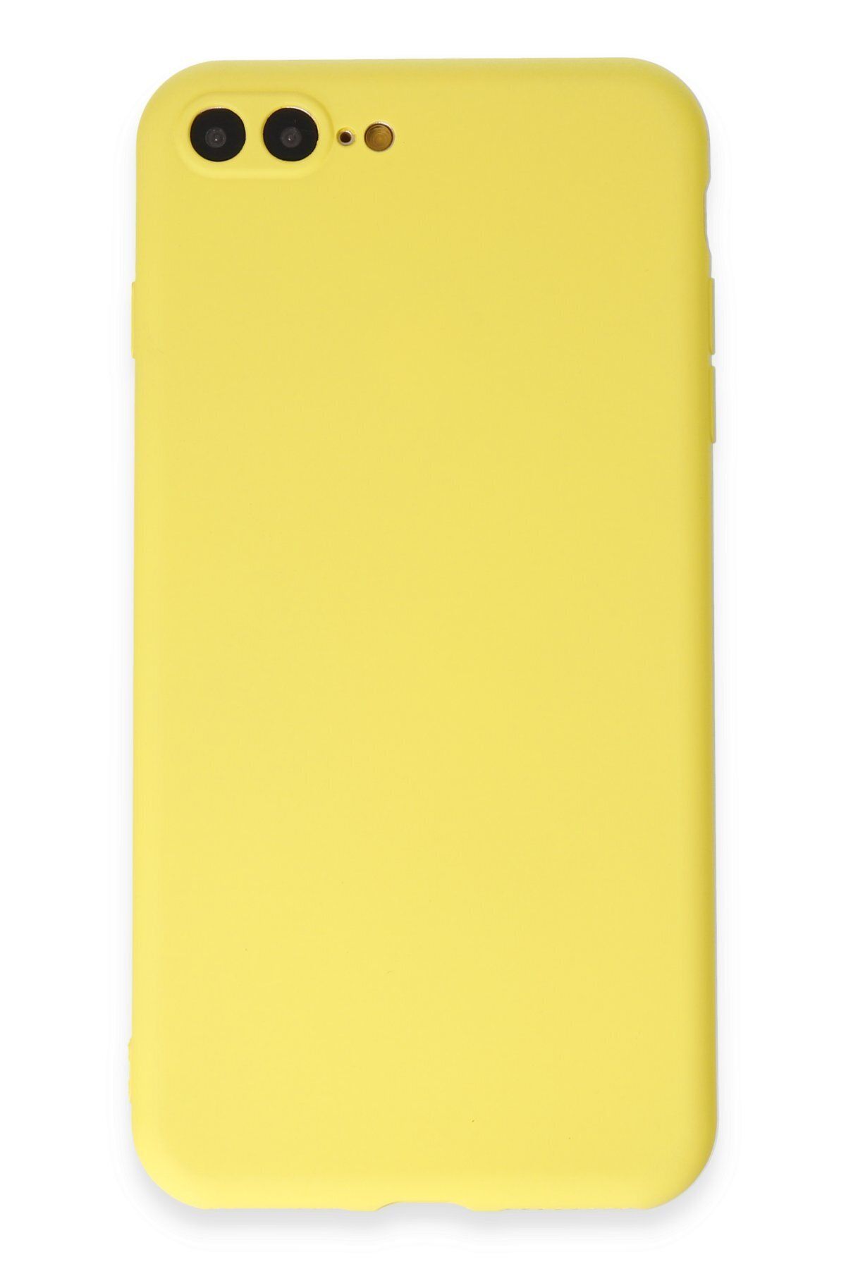 cepmoda iPhone 7 Plus Uyumlu İnce Esnek Soft Rubber Telefon Kılıfı - SARI