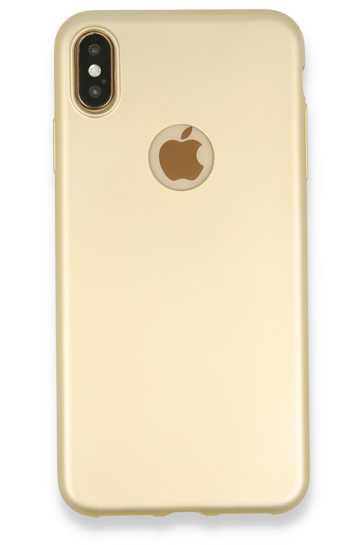 cepmoda iPhone XS Max Uyumlu İnce Esnek Soft Rubber Telefon Kılıfı - GOLD