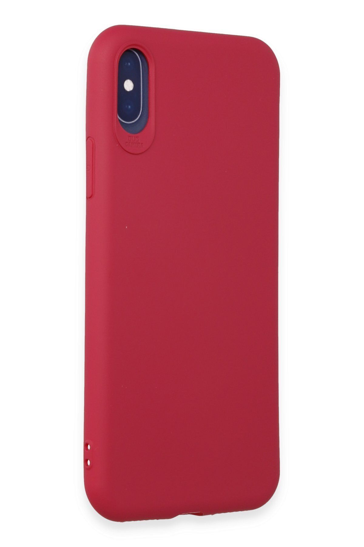 cepmoda iPhone XS Uyumlu İnce Esnek Soft Rubber Telefon Kılıfı - Fuşya