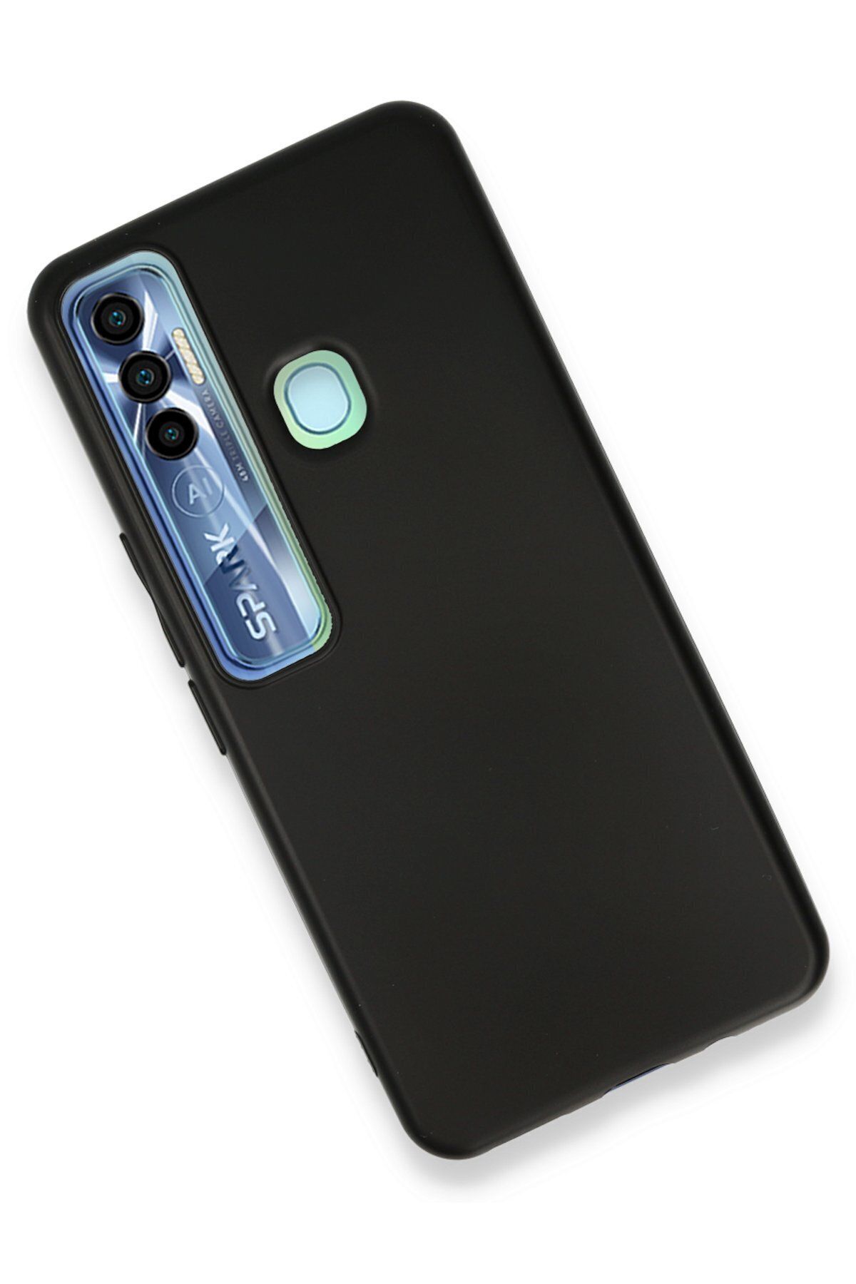 cepmoda Tecno Spark 7 Pro Uyumlu İnce Esnek Soft Rubber Telefon Kılıfı - SİYAH