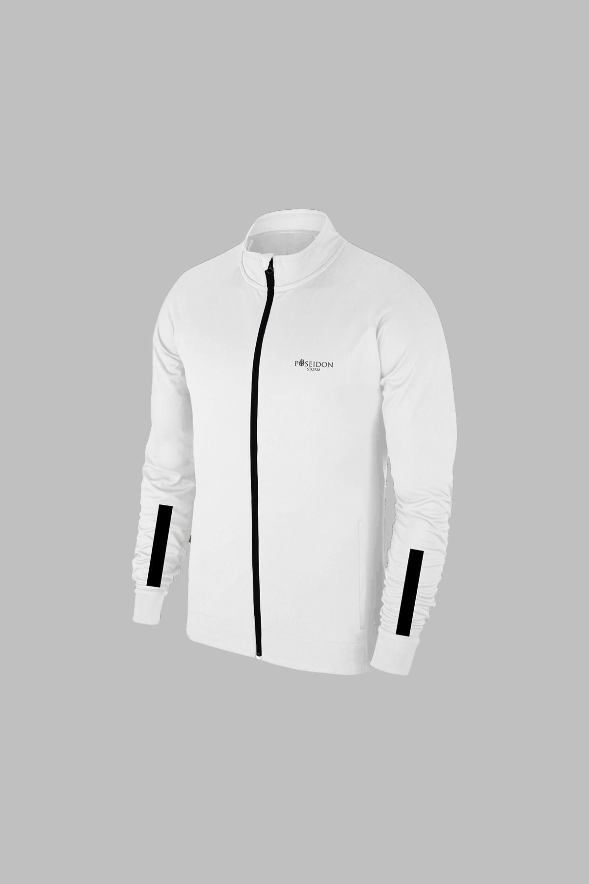 POSEIDON STORM-Seria albă pentru bărbați - mărime mare, pieptănat supra, set de trening simplu simplu 4XL-10XL 2