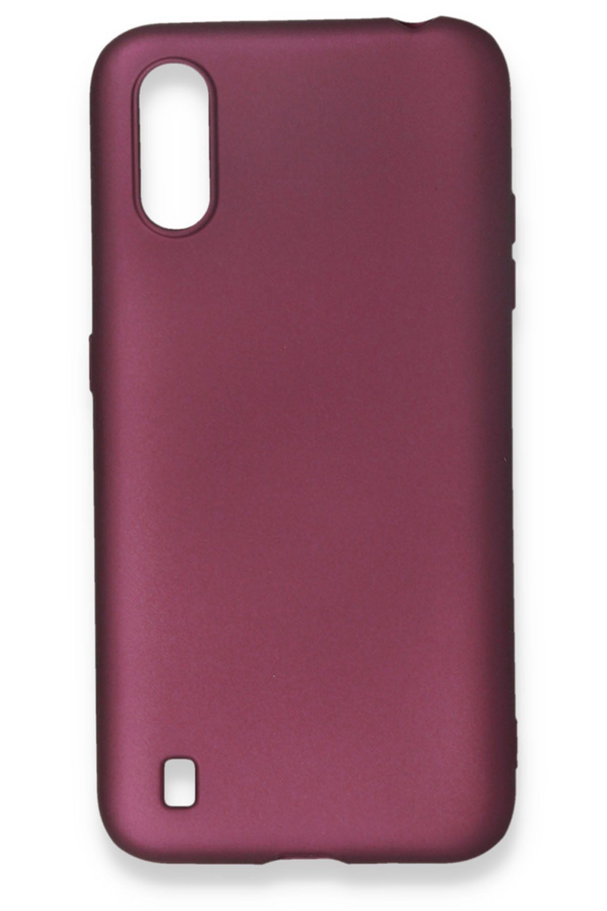 cepmoda Samsung Galaxy A01 Uyumlu İnce Esnek Soft Rubber Telefon Kılıfı - MÜRDÜM
