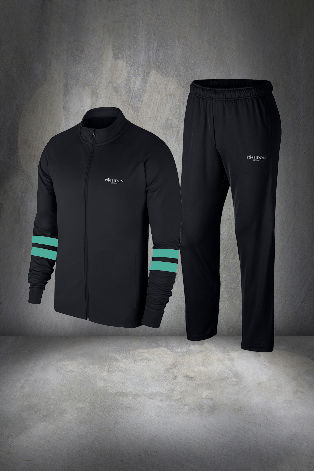 POSEIDON STORM Büyük Beden Erkek Siyah Rahat Özel Supra Penye Özel Tasarım Eşofman Takımı 4-10XL
