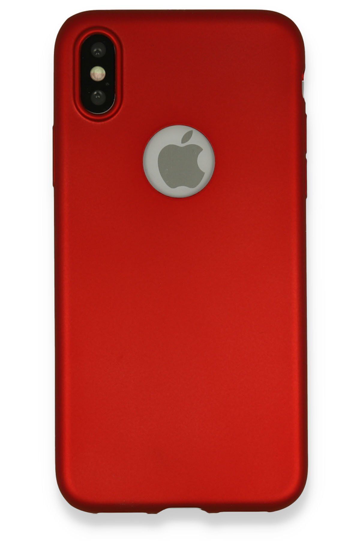 cepmoda iPhone XS Uyumlu İnce Esnek Soft Rubber Telefon Kılıfı - BORDO