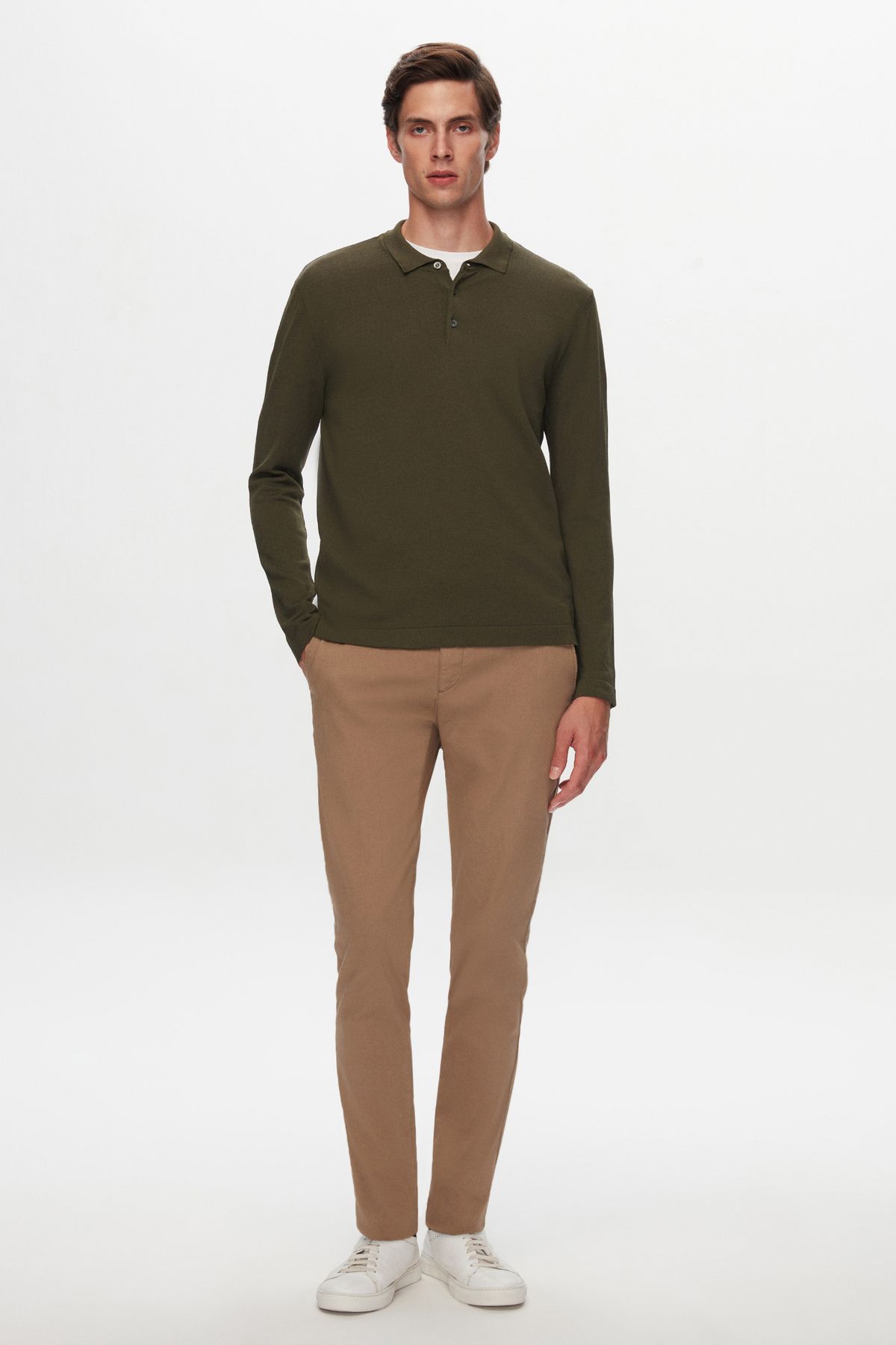 Twn-Slim Fit Khaki Plain Knit Rayon Knitted Sweater 6