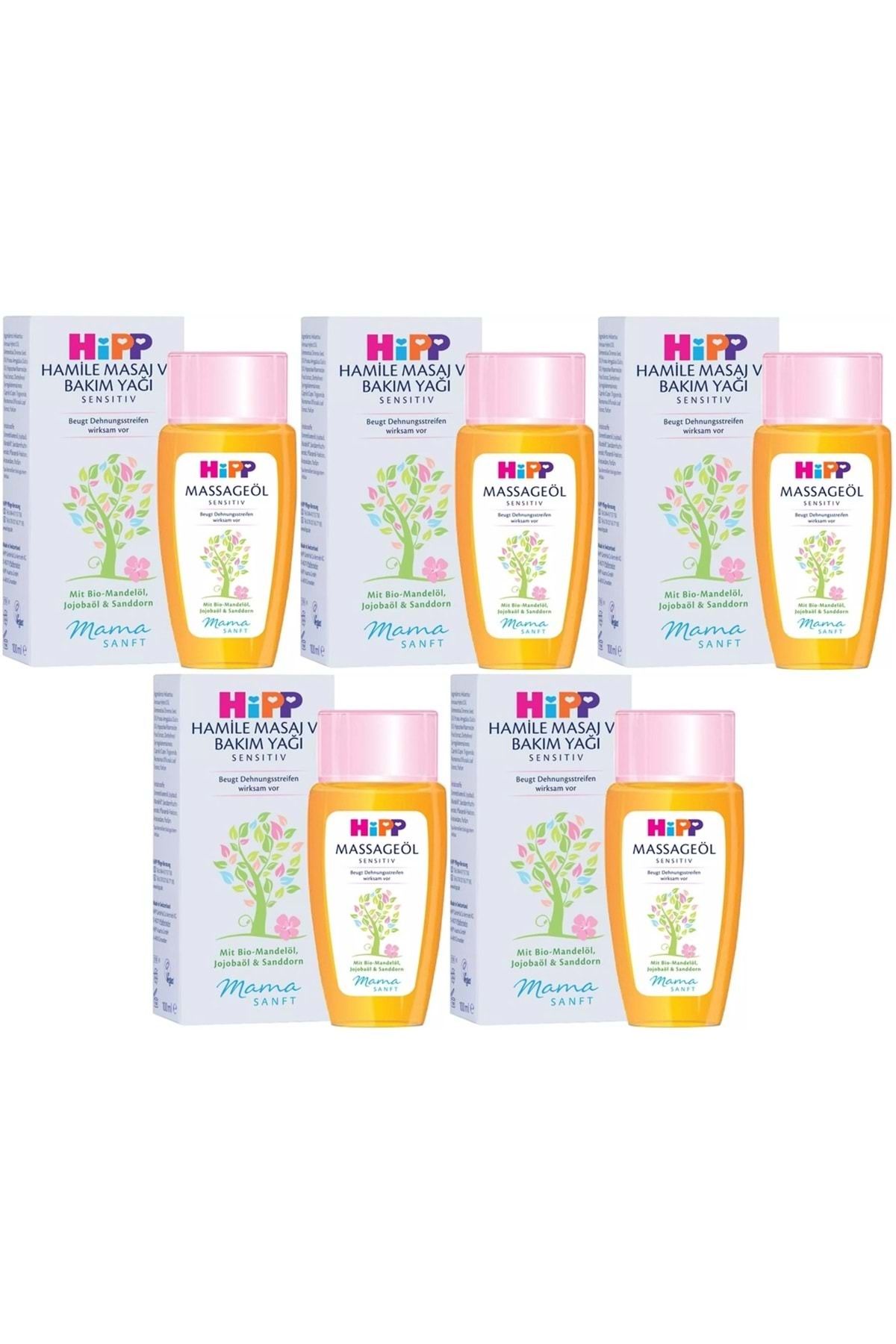 Hipp Mamasanft Hamile Masaj ve Bakım Yağı Sensıtıv 100ML (5 Li Set)