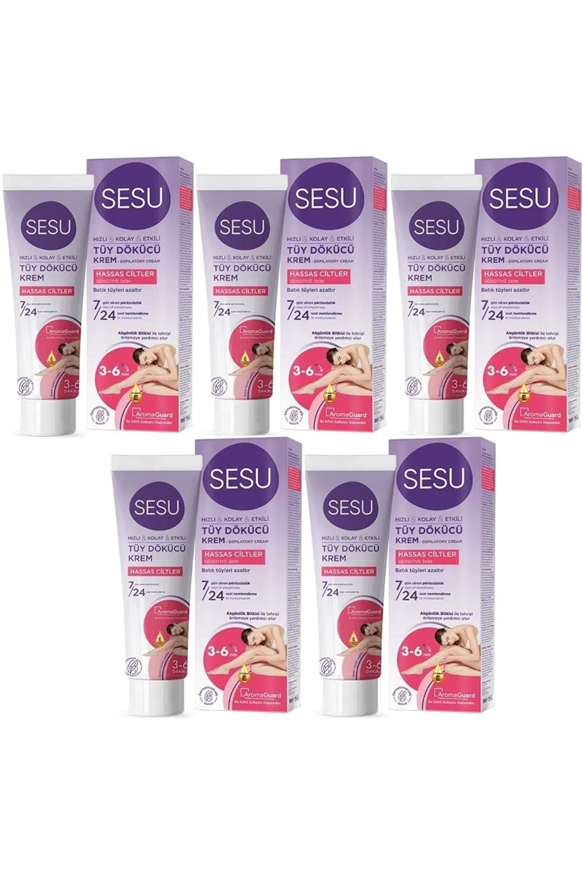 Sesu ( LTD ) Sesu Tüy Dökücü Krem 100ML Hassas Ciltler (5 Li Set) ( TEKLİDİR )