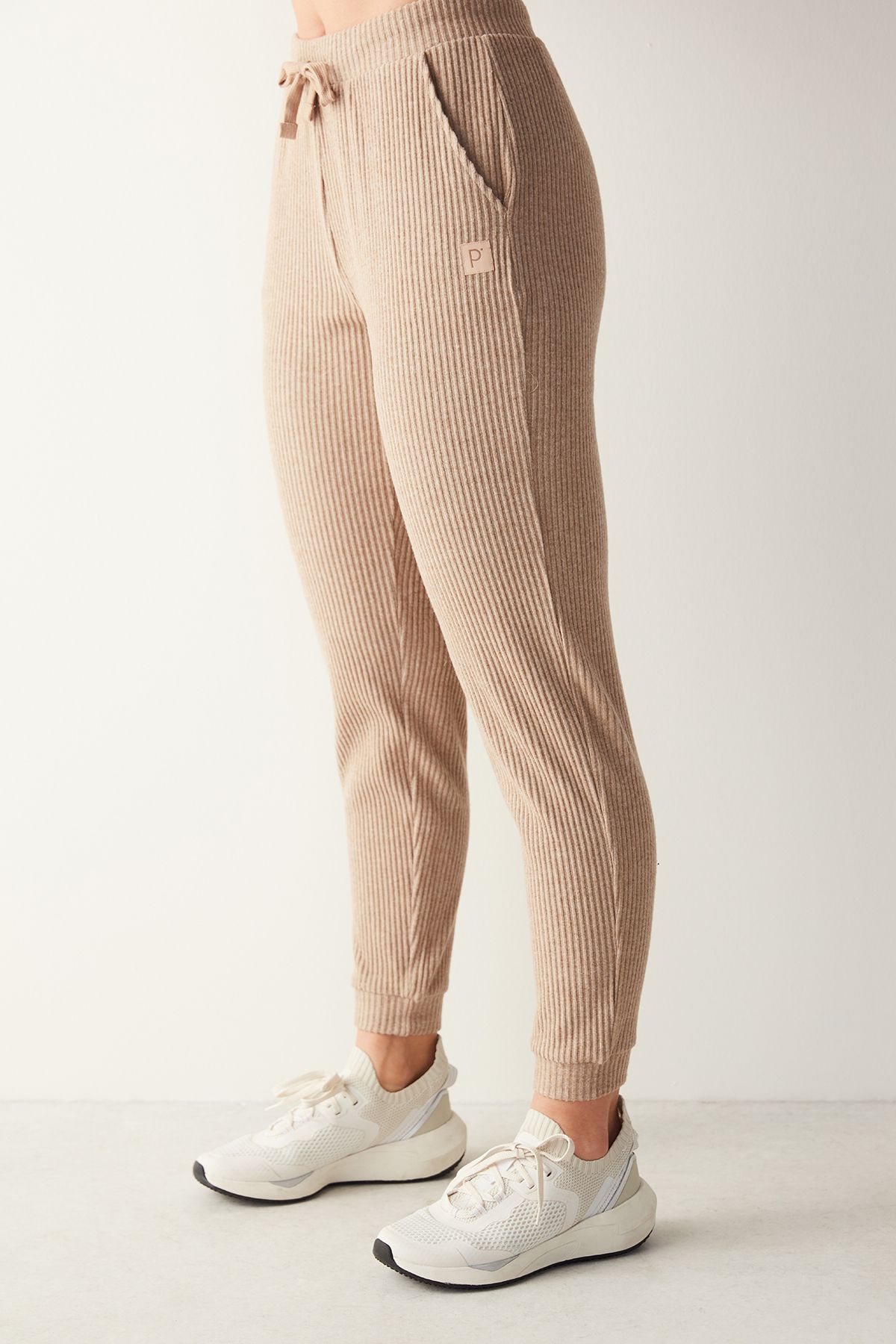 Penti-Beige Melange High Waist Corded Sweatpants 1