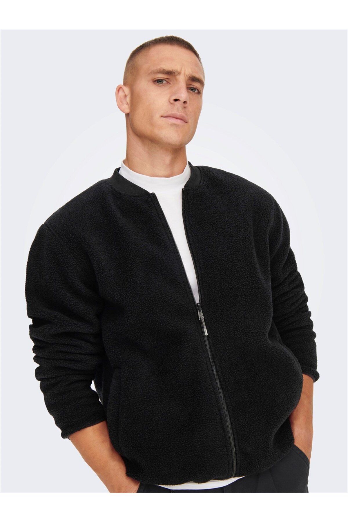 Only & Sons-Onssawyer Fleece Bomber Otw Black 3