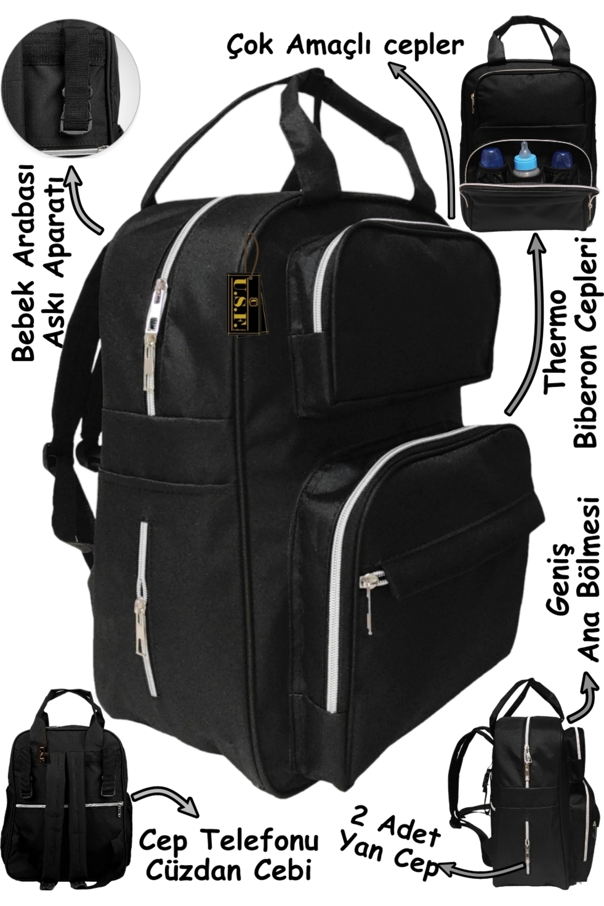 USF Anne Bebek  Bakım Sırt Çantası, Hastane Çıkışı Omuz çantası, Bebek Taşıma Çift Yönlü kanguru fotoğrafı 2 (önizleme)