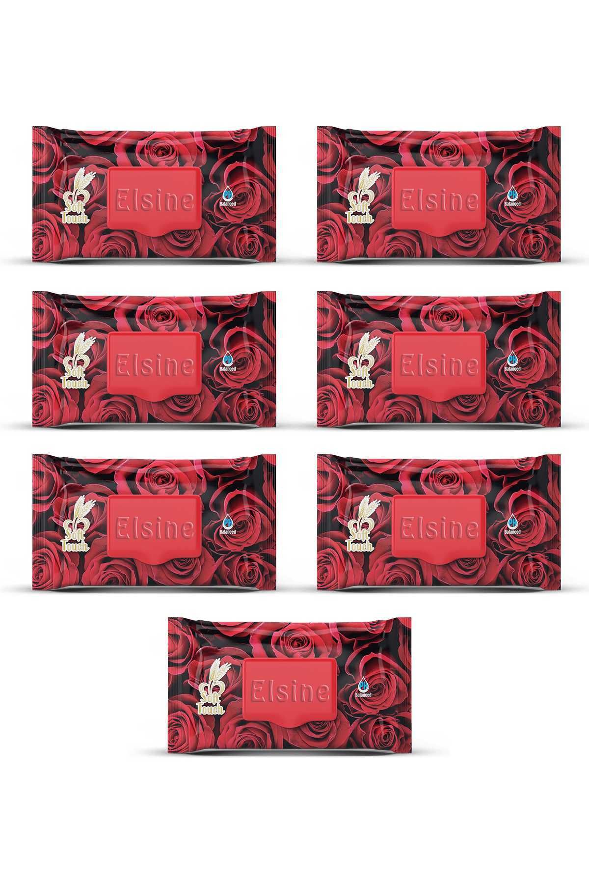 Elsine 7 Paket Red Rose Islak Havlu Mendil 90 Adet Kapaklı Gül Kokulu