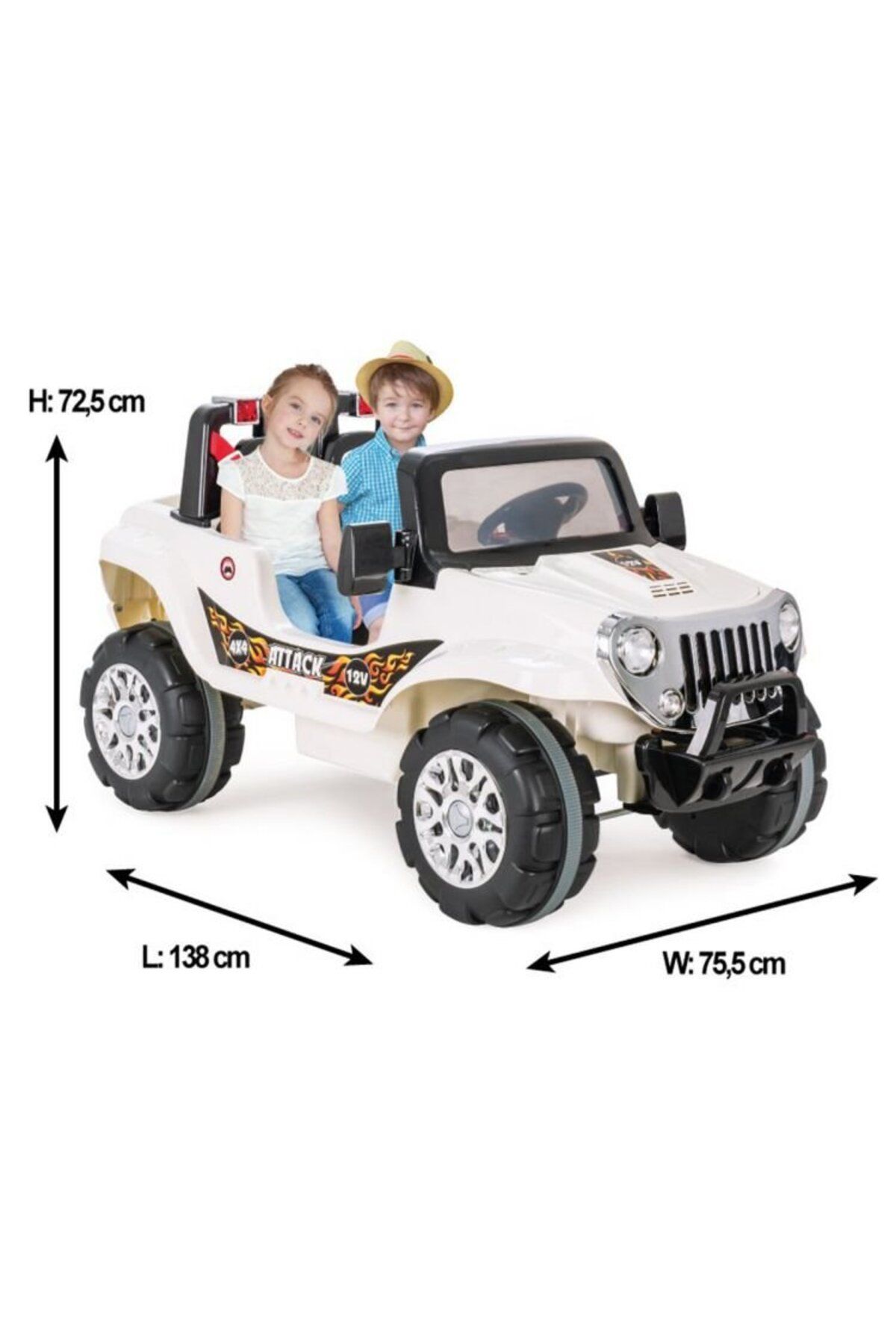 TOYFEST Attack Çift Kişilik Kumandalı 12 Volt Akülü Jeep