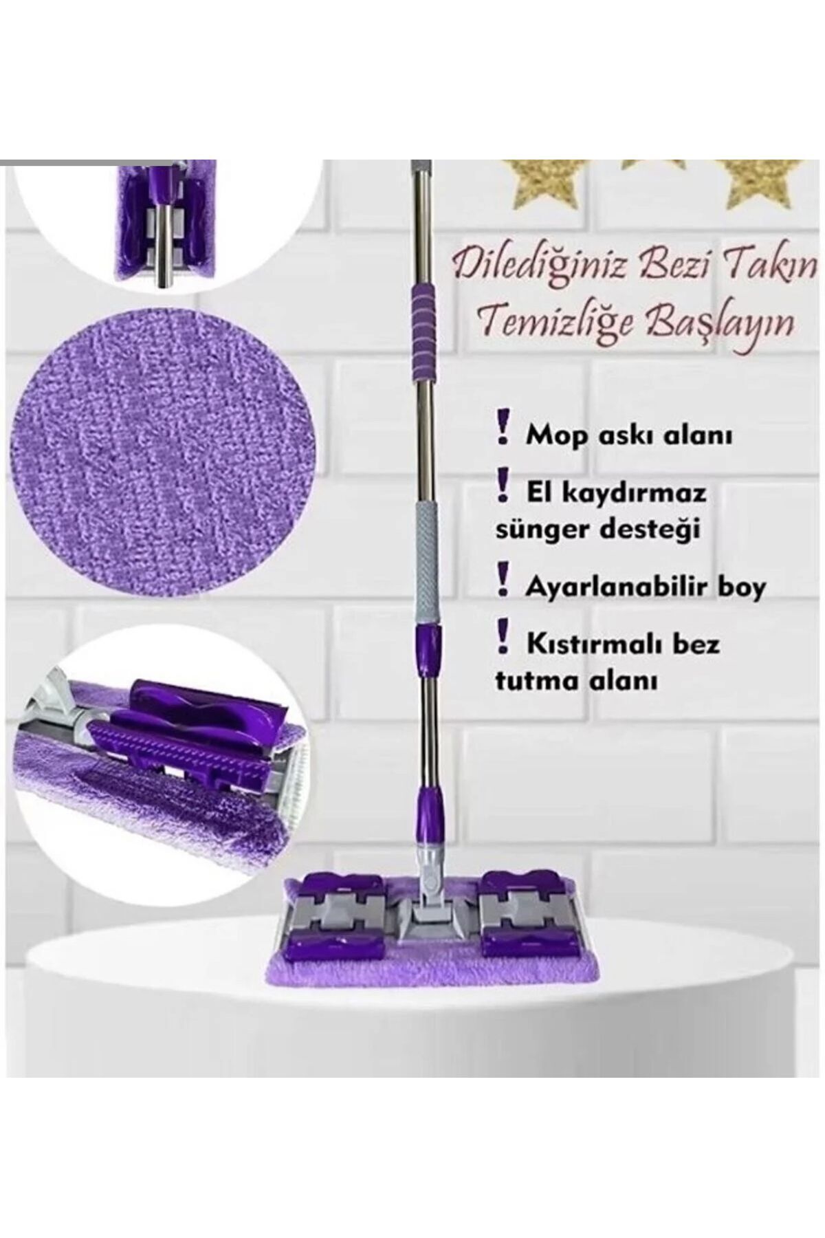 teknotrust Mor Yedek Bezli Mikrofiber Yer ve Fayans Temizlik Mopu