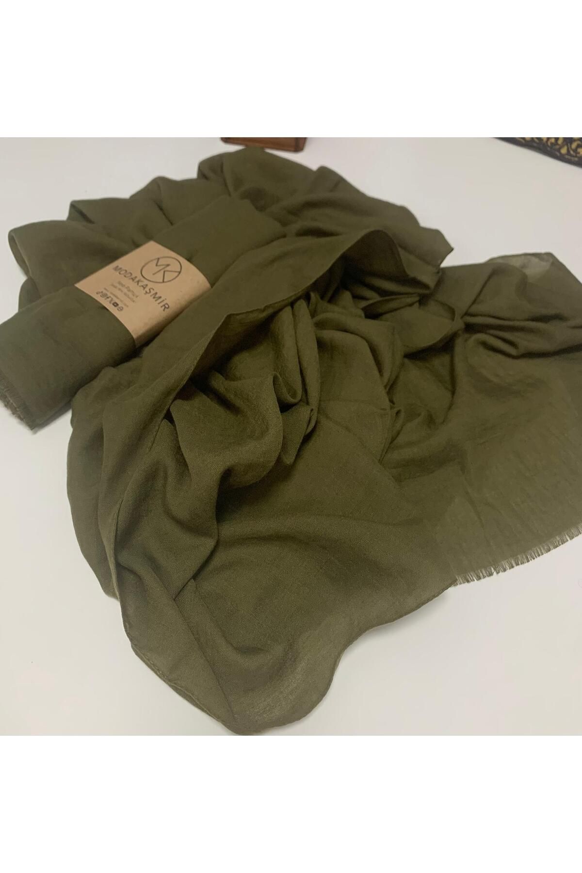 Modakaşmir-Neo Cotton Shawl Dark Khaki Color 1