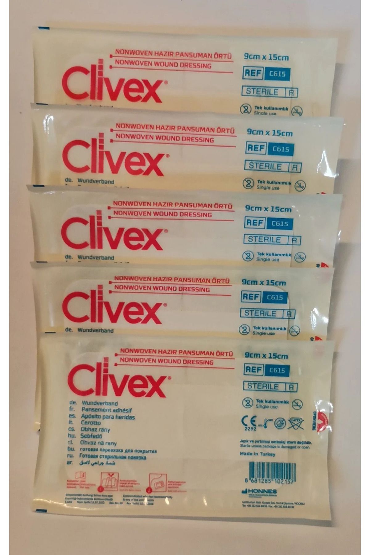 CLİVEX 9x15 cm Steril Hazır Pansuman Yara Örtüsü 25 Adet Non Woven