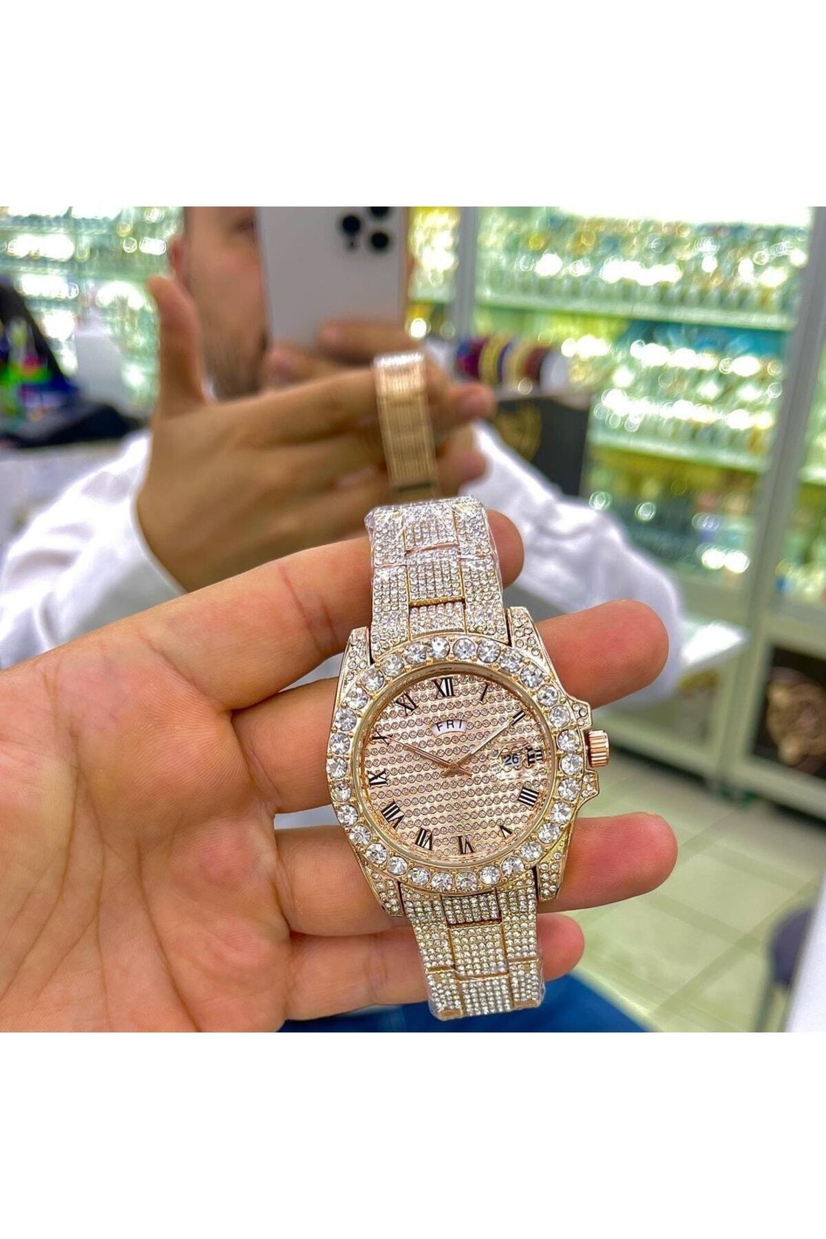 ÇENÇEN Unısex Yüksek Kalite Full Taşlı Patek Çelik Kordon Saat görsel 6
