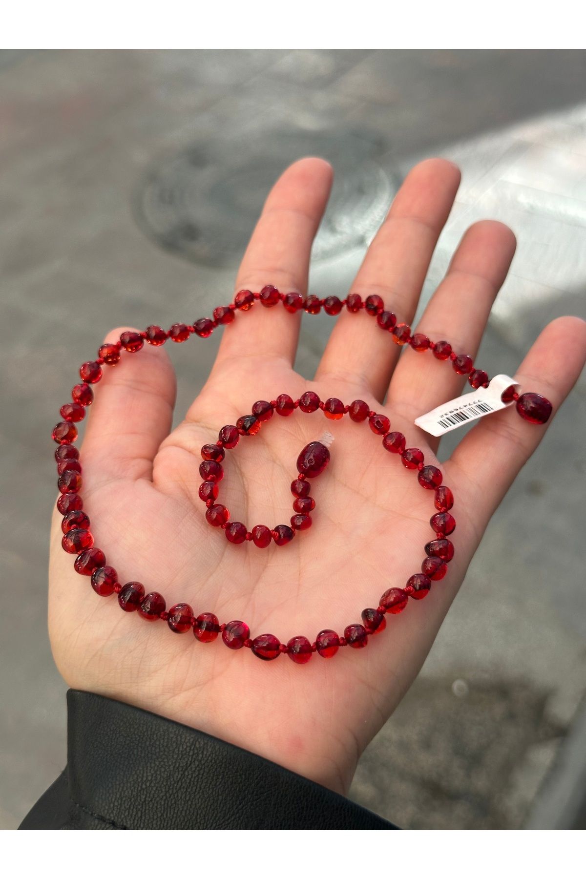 KEHRİBAREVİ EREĞLİ-New Model Amber Necklace Adult Red (Polished with Plant Extract) 3