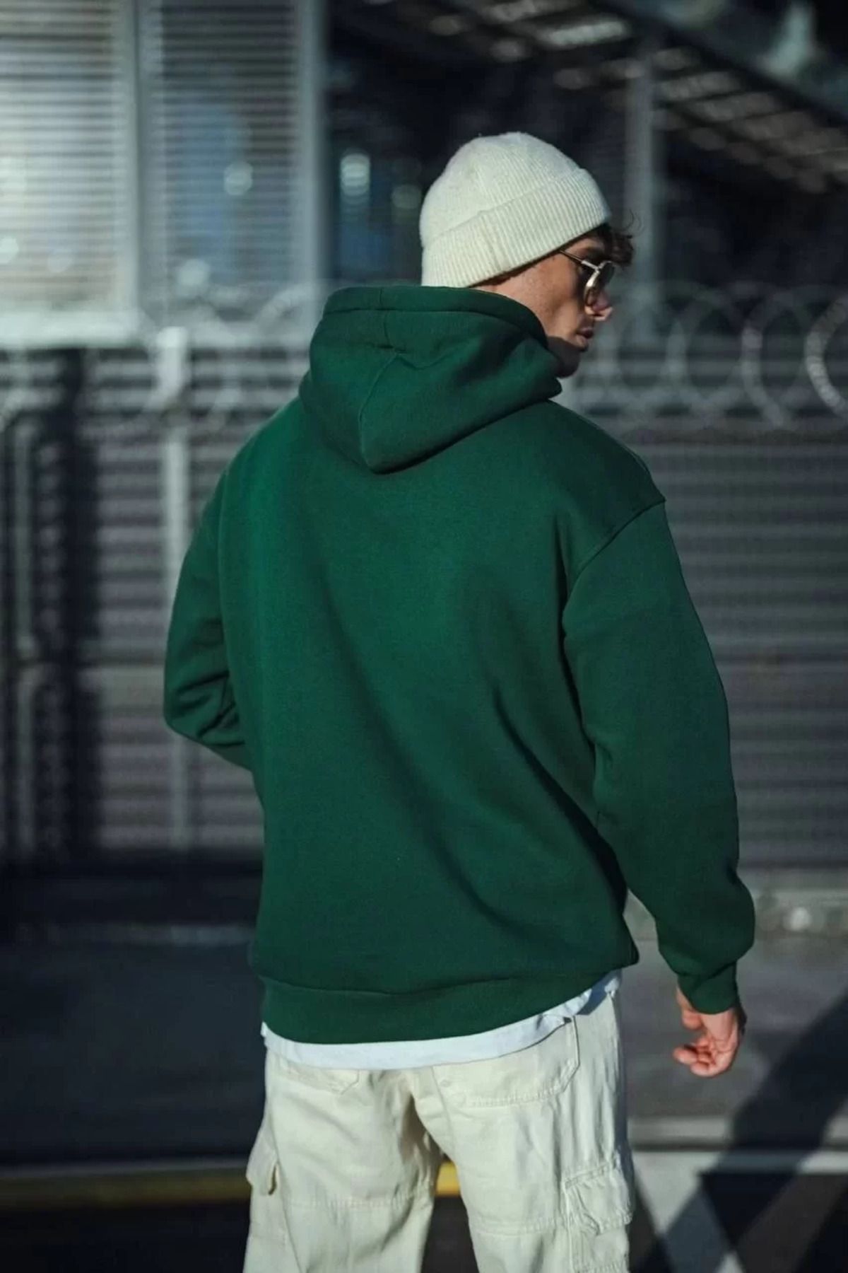 SA Alişveriş Dünyam Üç İplik Penye Kapşonlu Basic SweatShirt - Haki