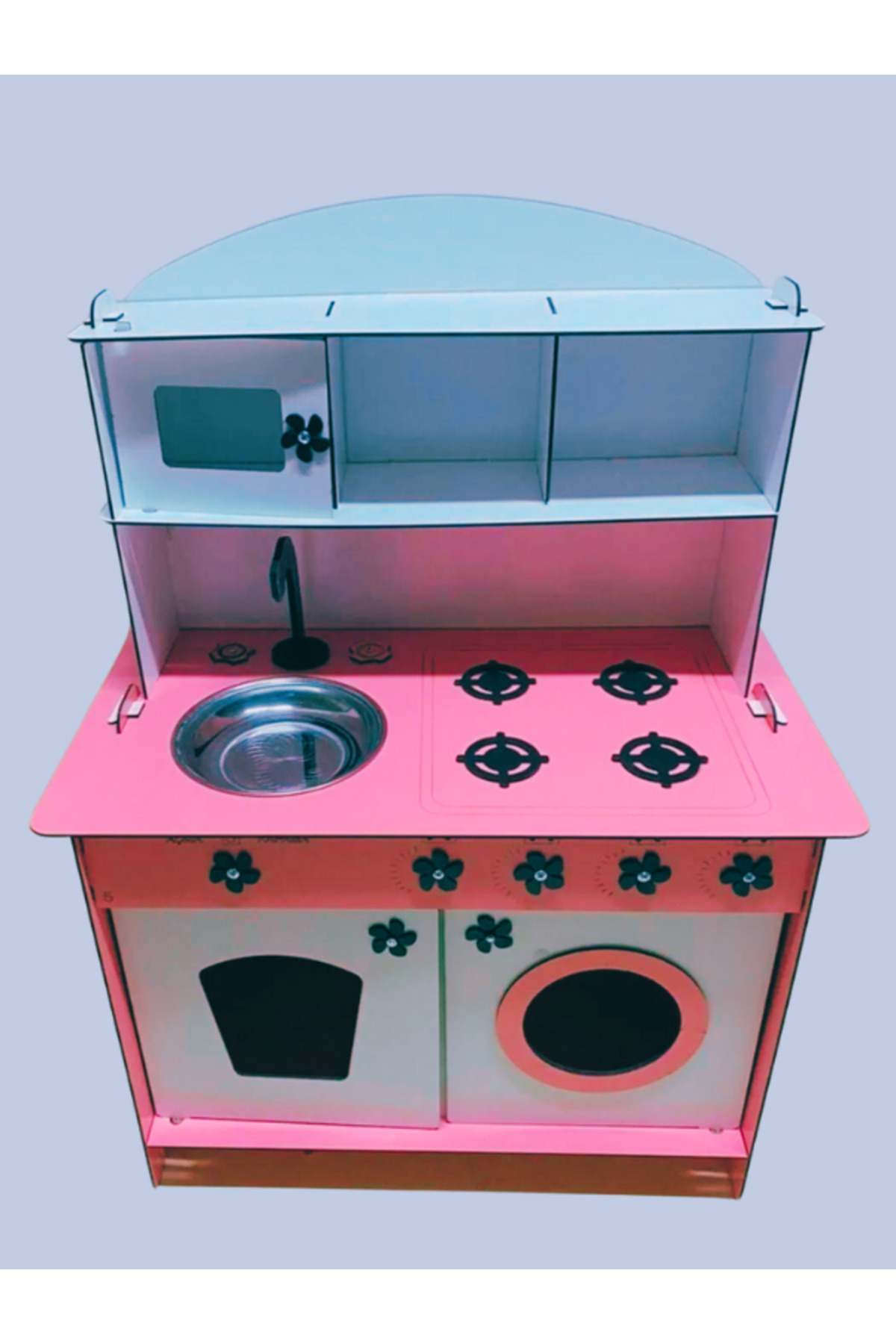 bahadır grup Montessori Eğitici Ahşap Çocuk Oyuncak Mutfak Dolabı Pembe-beyaz 3 Mm 84x60 Cm fotoğrafı 3 (önizleme)