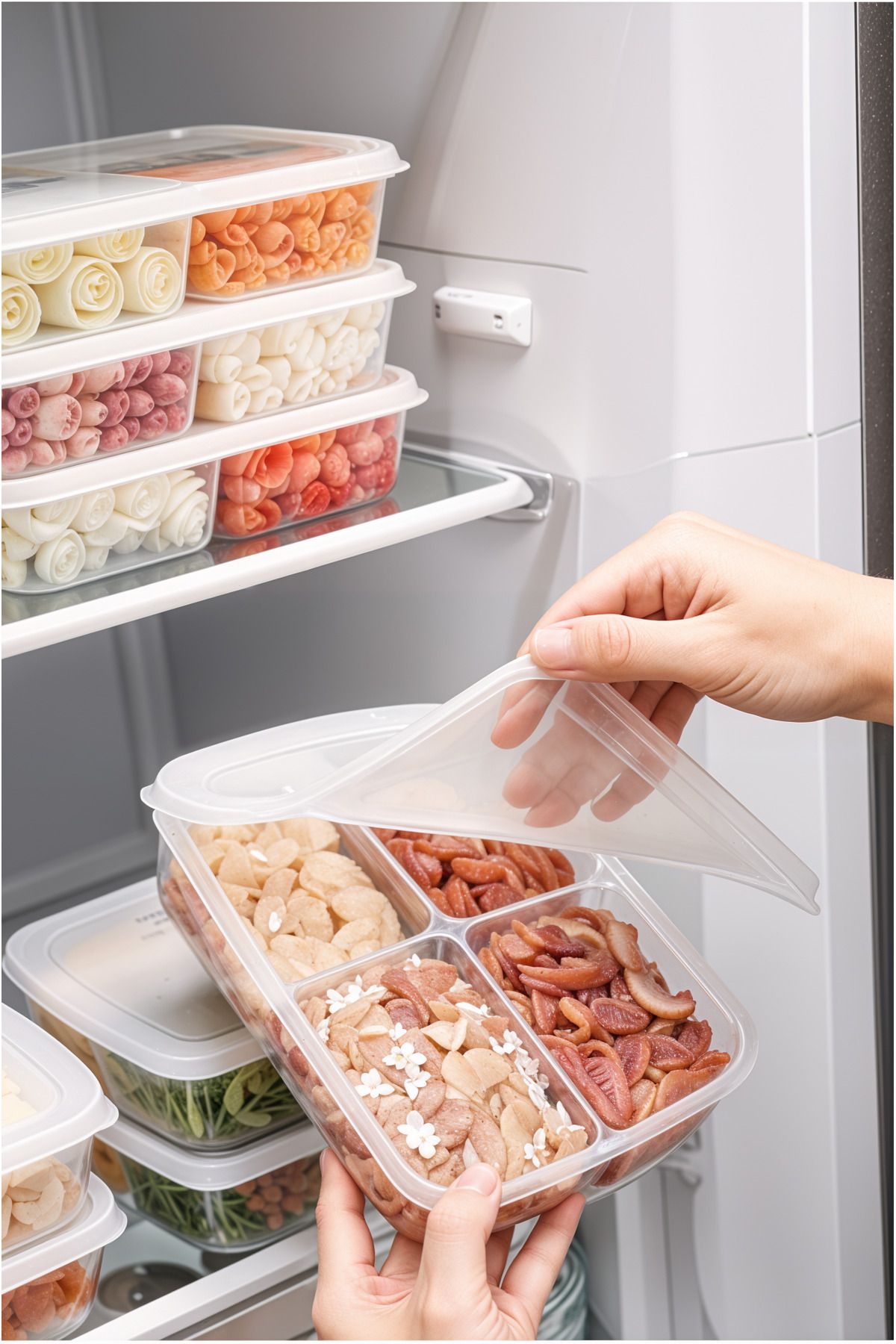 Milenay-Refrigerator Storage Organizer with Lid, Suitable for Microwave and Freezer, 6 Pieces 1000ml 7