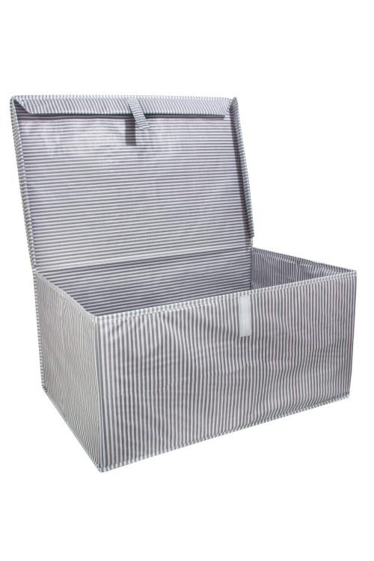 Turkco-3 Pieces Gray Mega Box - Multi-Purpose Laundry Storage and Organization with Lid Etc Storage, Box 60X40X30 2