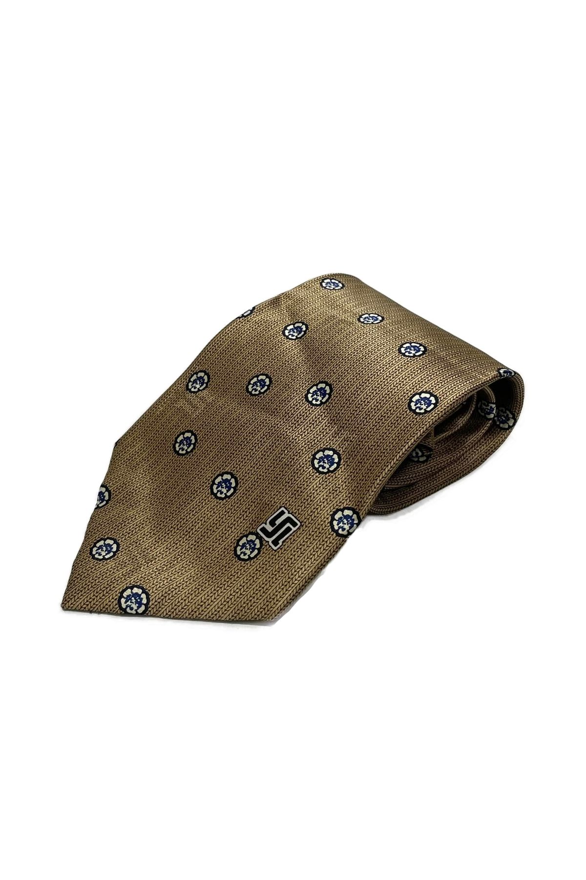 Hasyılmaz-Patterned Brown Silk Tie - Handmade K10 1