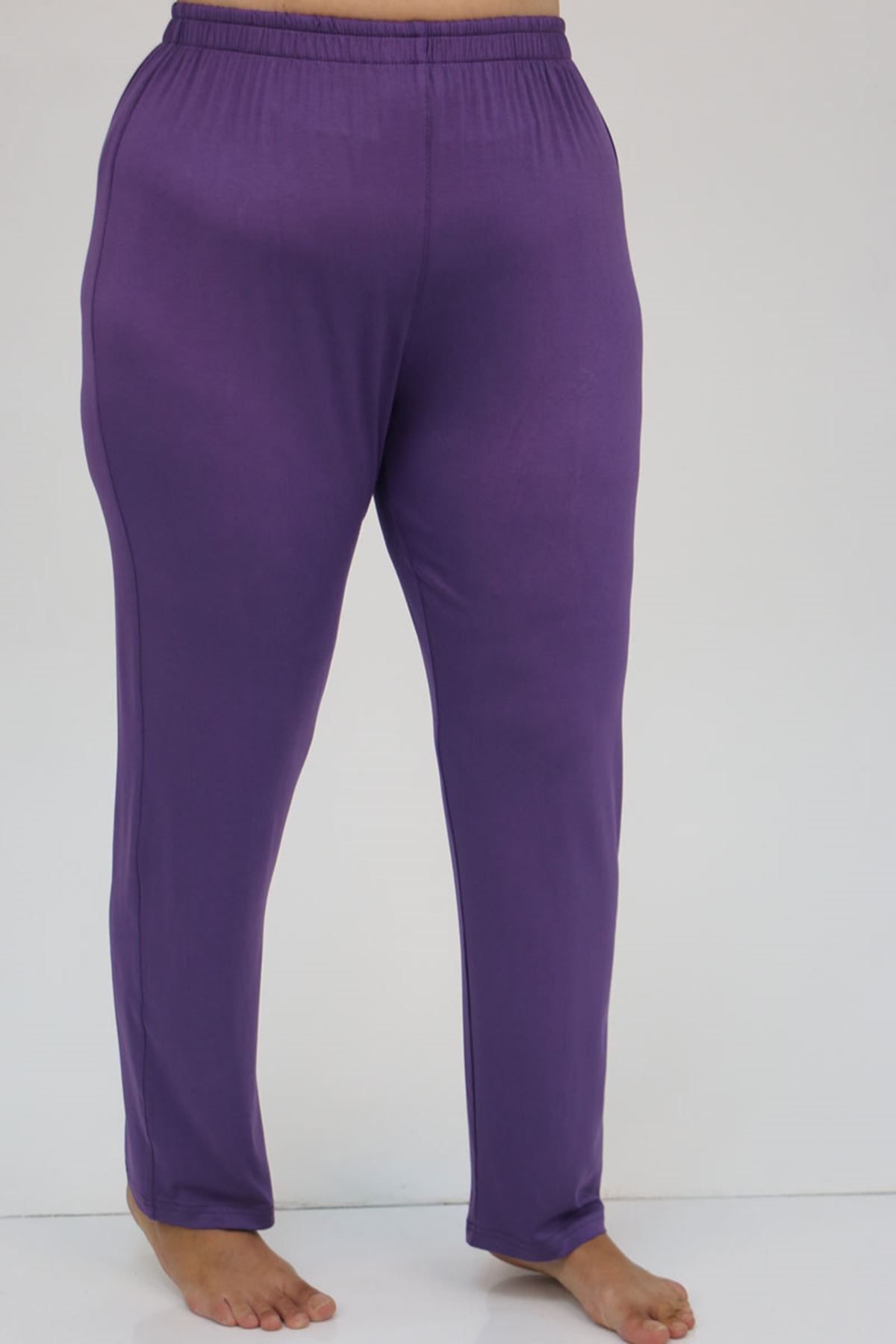 Eslina-37801 Plus Size Viscose Pajama Set - Buttoned and Assorted - Lilac 4