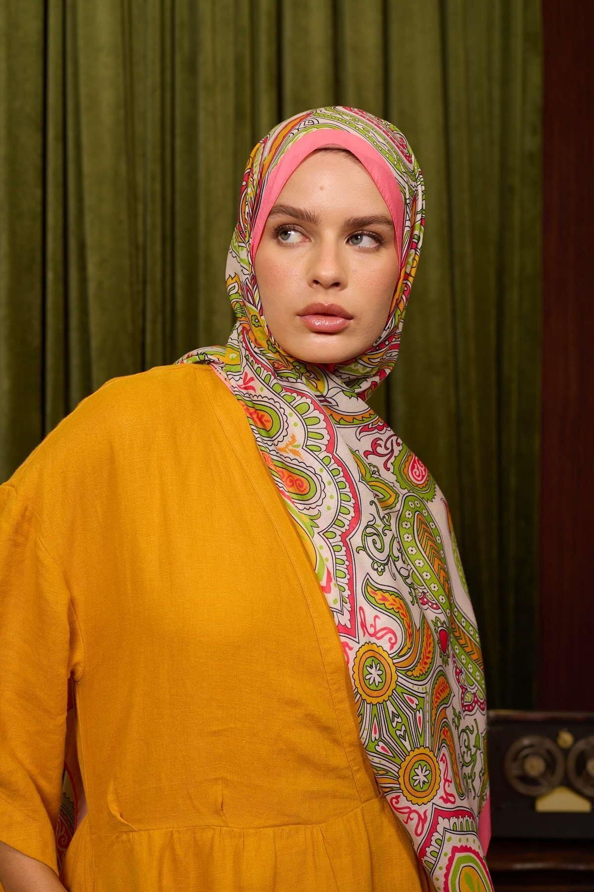 İpekhan-Marrakech Collection Soft Shawl Soft Pink Green 3048-12 4