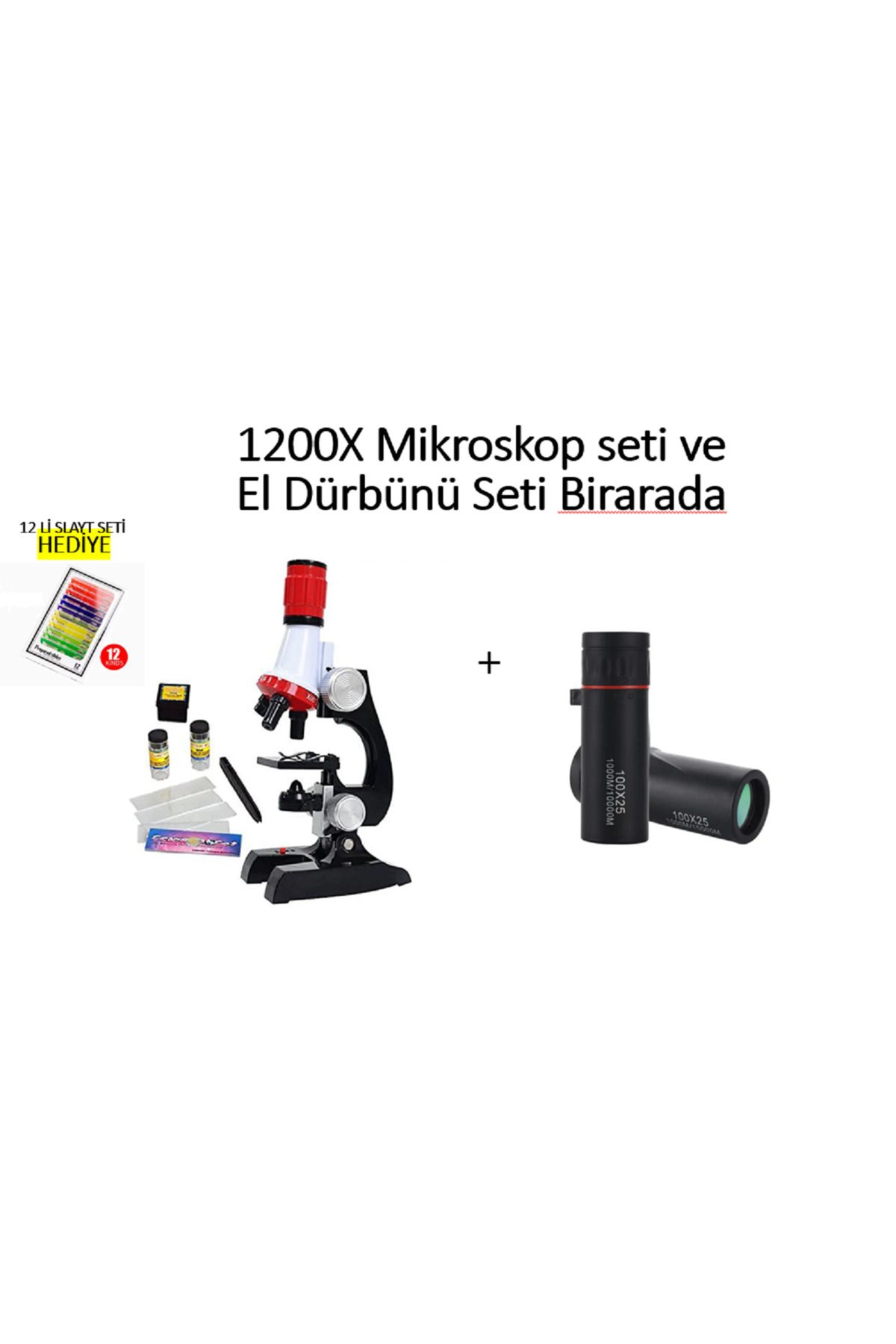 lizer Lizer Çocuklar için başlangıç seti 1200X mikroskop seti ve 100 kat yakınlaştırmalı el dürbünü seti