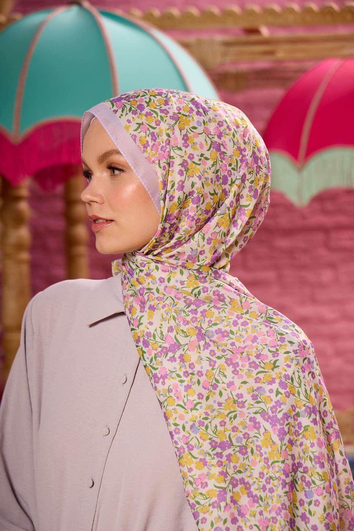 İpekhan-Soft Yellow Pink Shawl - New Collections 3046-26 3