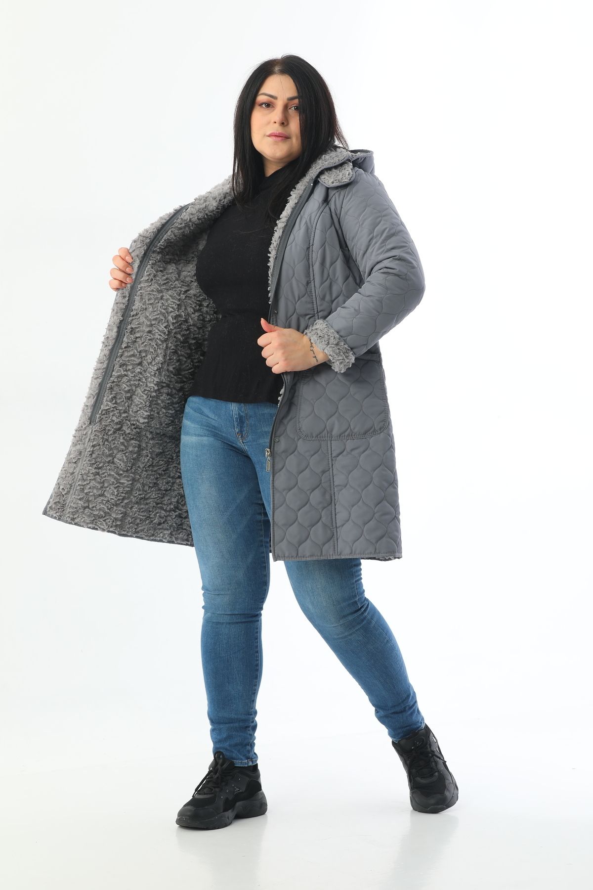 TUTveAL Collection-Large Size Imported Soft Fur Coat - Rabbit Hair, Water Repellent, Quilted 2