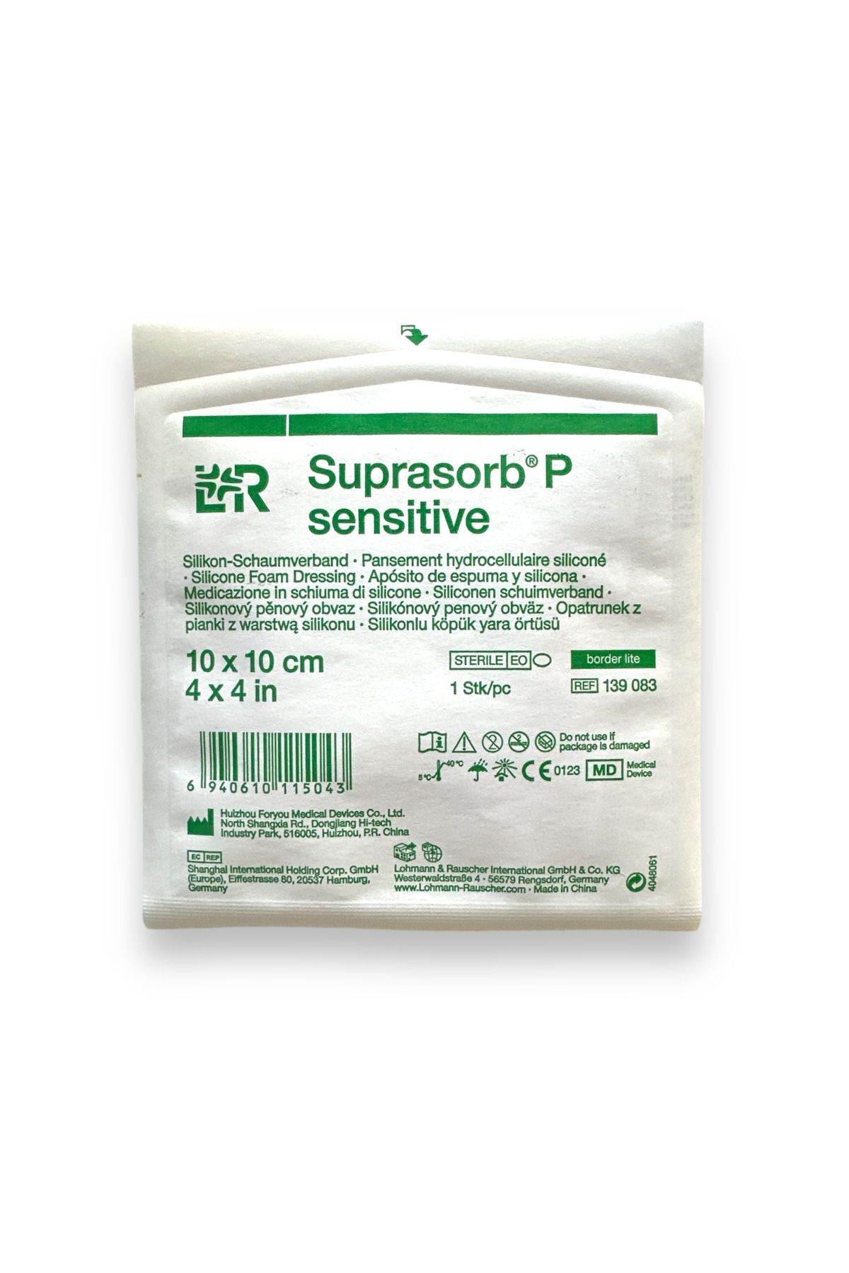 Lohmann & Rauscher Suprasorb P Sensitive (Border-Lite) 4 Katmanlı Silikon Yara Örtüsü 10 x 10 Cm - Ref 139083 - 1 Adet