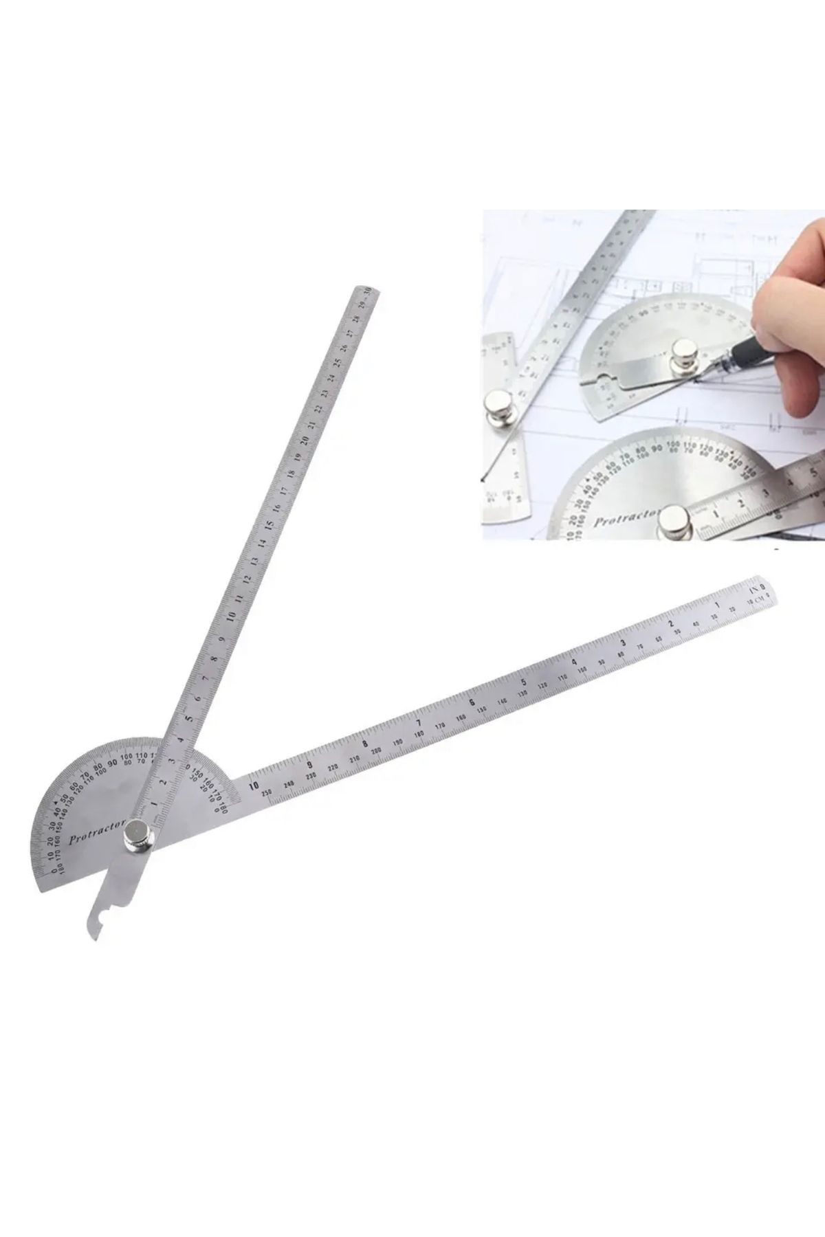 BGA-180 Degree 300mm 2 Spoke Angle Protractor Goniometer Stainless Steel Protractor Rotating Angle Ruler 3