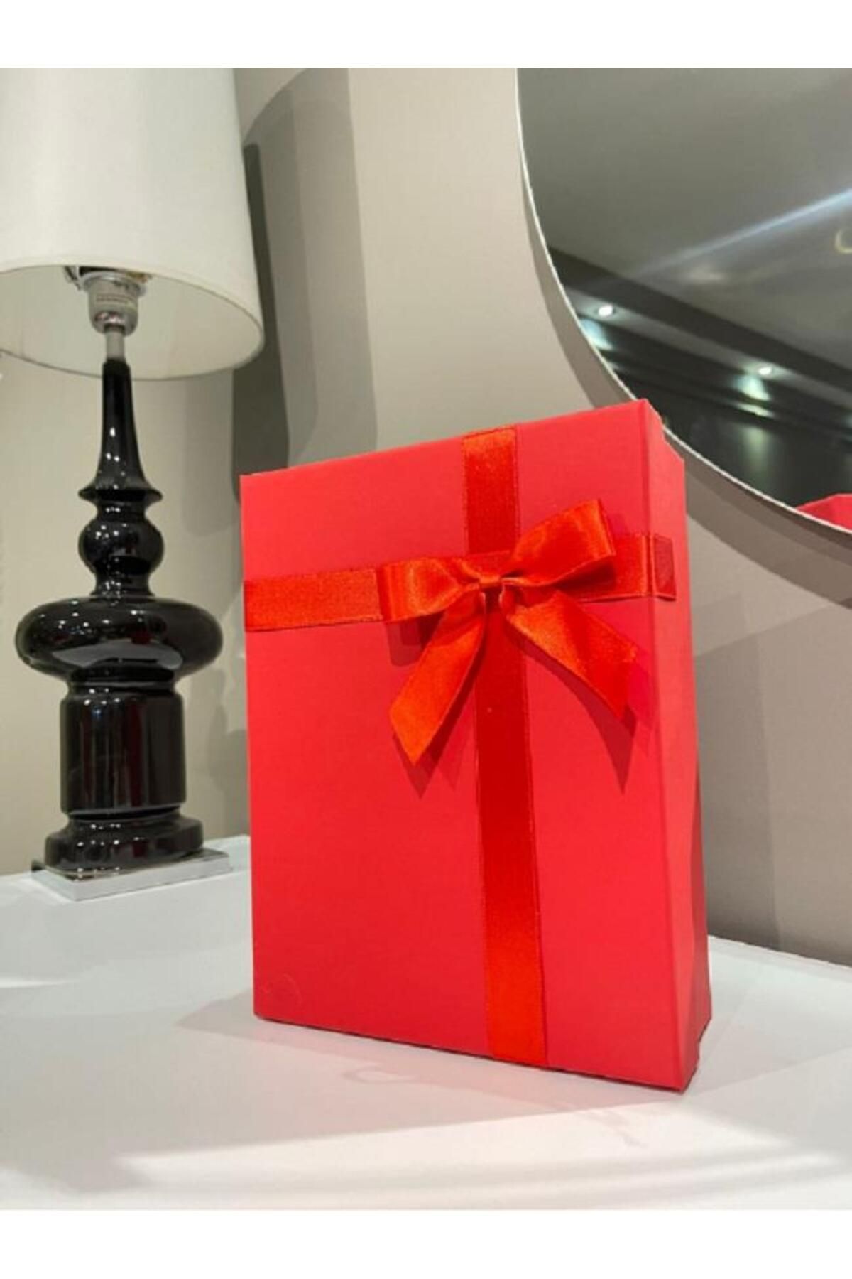 KOLİX-Red Kolix Gift Box with Ribbon - Hard Quality, Small Size, Single Groom Bridal Bundle Box 26X20X8 4