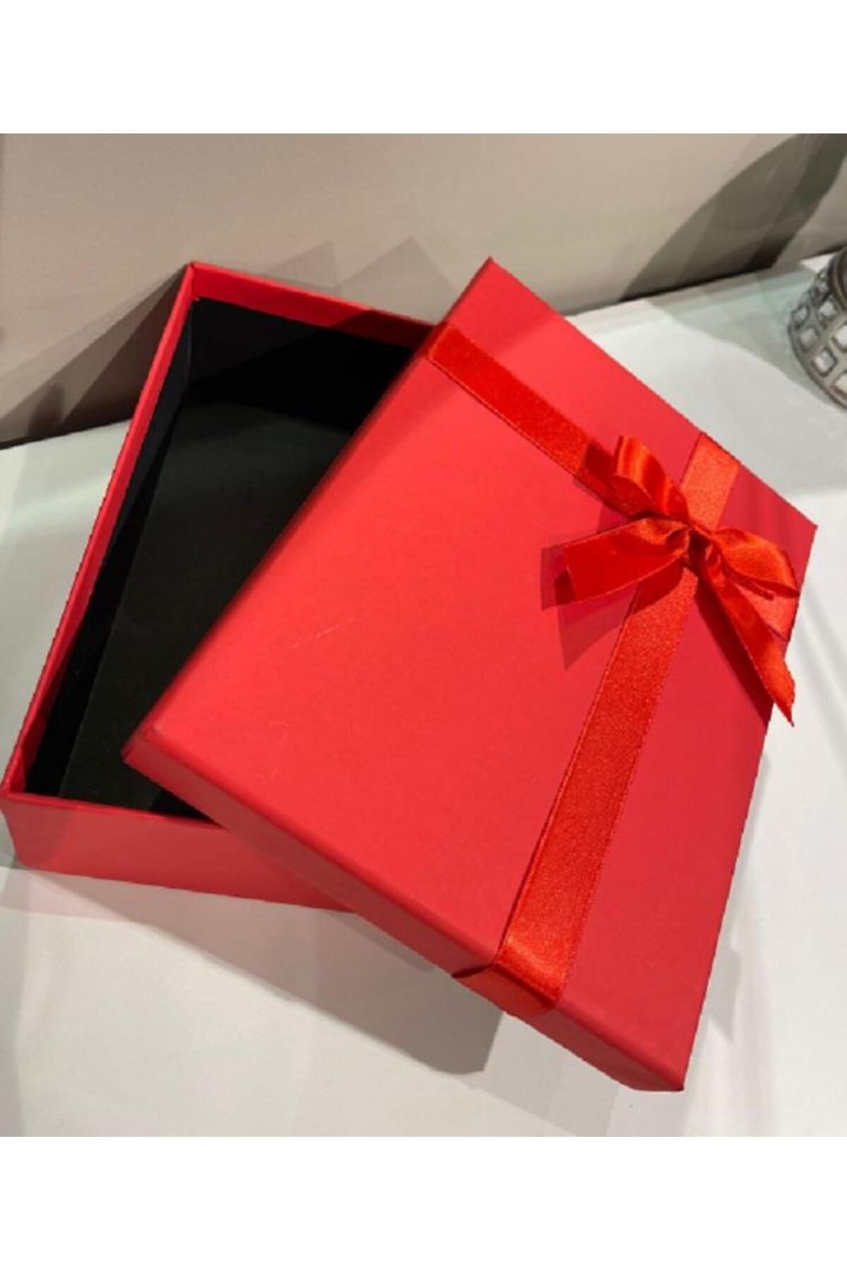 KOLİX-Red Kolix Gift Box with Ribbon - Hard Quality, Small Size, Single Groom Bridal Bundle Box 26X20X8 3